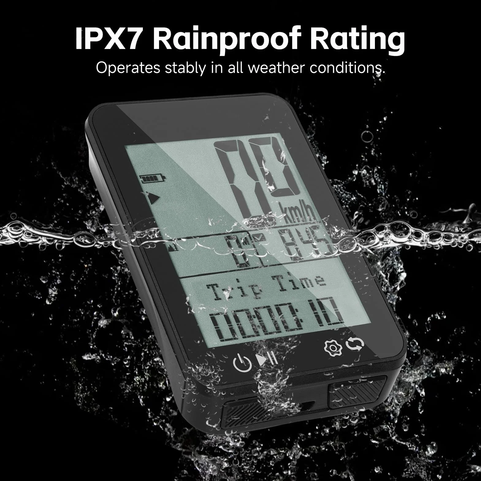 GPS Bike Computer IPX7 2.4" FSTN Display, Night Guide, Distance, Speed, Altitude, Time, Odometer