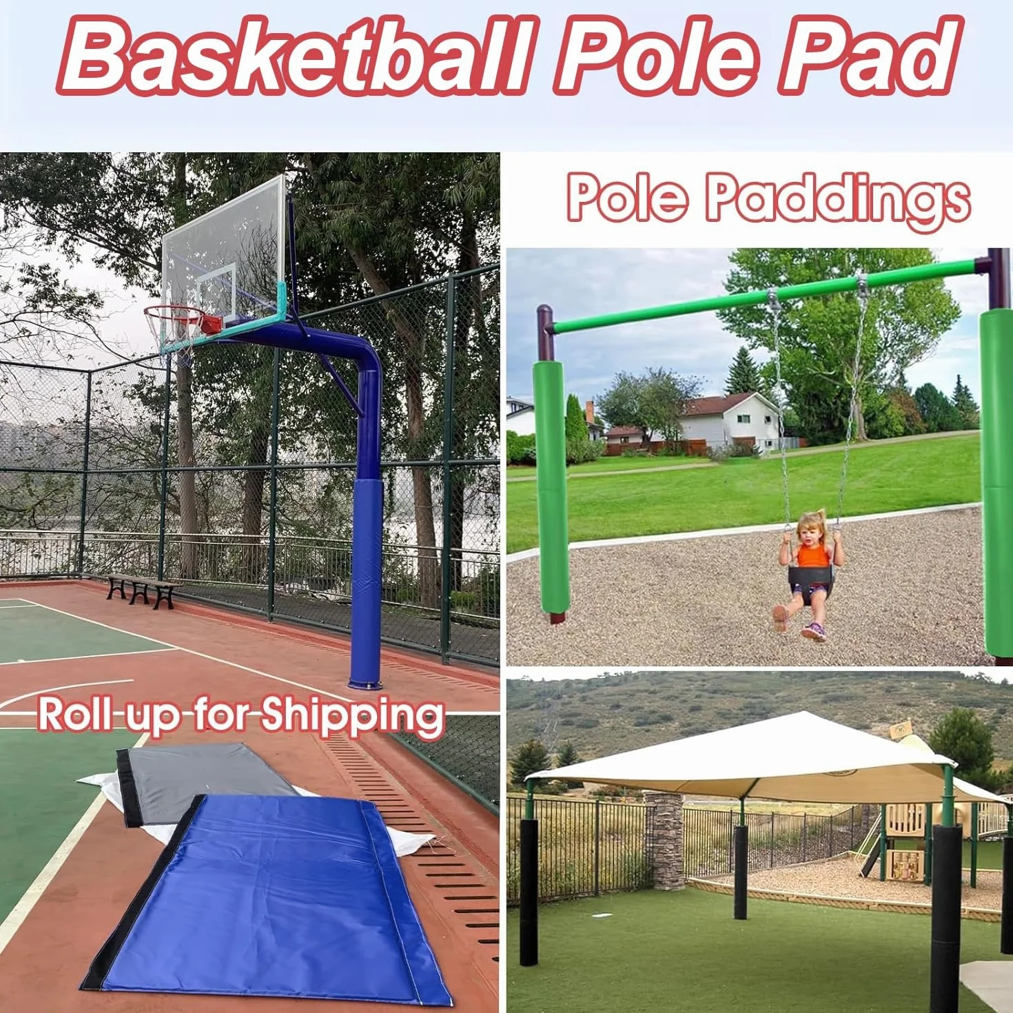 Cuscino per Palo di Basket Rivestimento Protettivo Esterno 150cm Altezza per Pali Metallici Rotondi