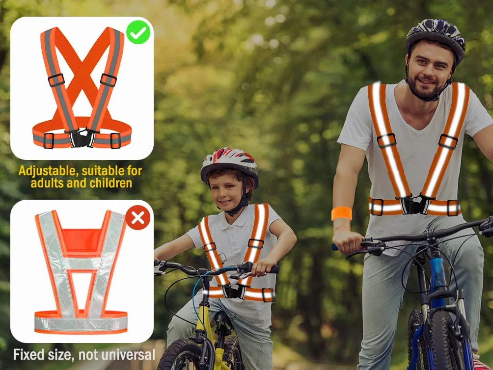 Gilet Catarifrangente ad Alta Visibilità 4 Pezzi con Braccialetti Riflettenti e Borsa, per Corsa Ciclismo