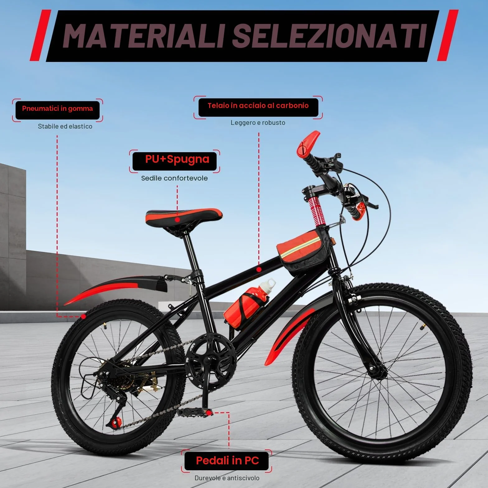 Bicicletta per bambini da 20 pollici 7 marce mountain bike altezza regolabile