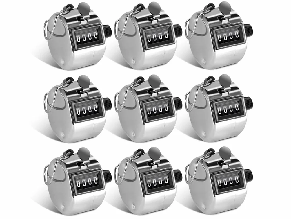 Metallo Contatore Manuale 9 PCS 4 Cifre Meccanico per Conteggio Golf Tiro Giri