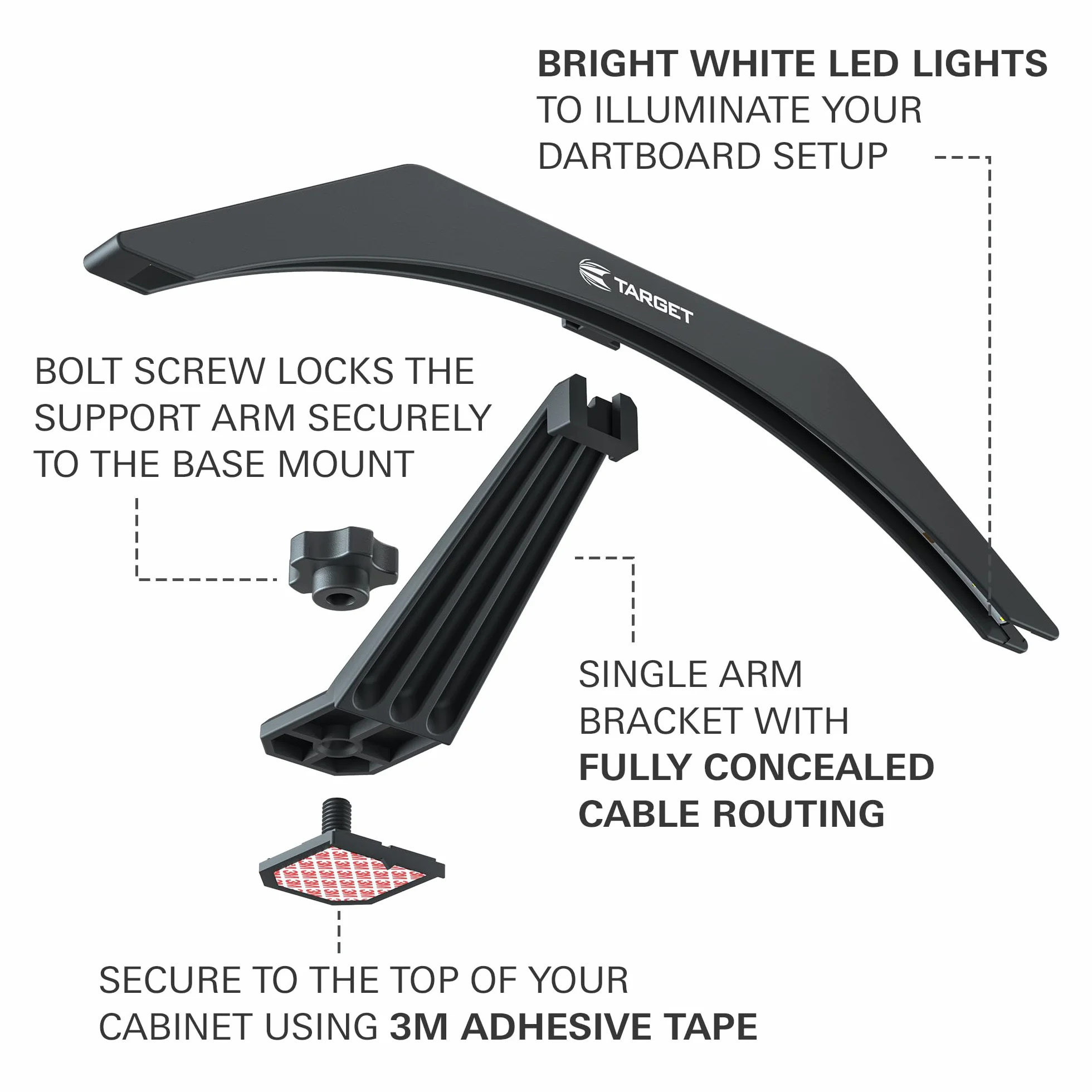 Target Darts Arc Dartboard LED Light Sicurezza Fits All Dart Boards Easy Assembly Bright Lighting