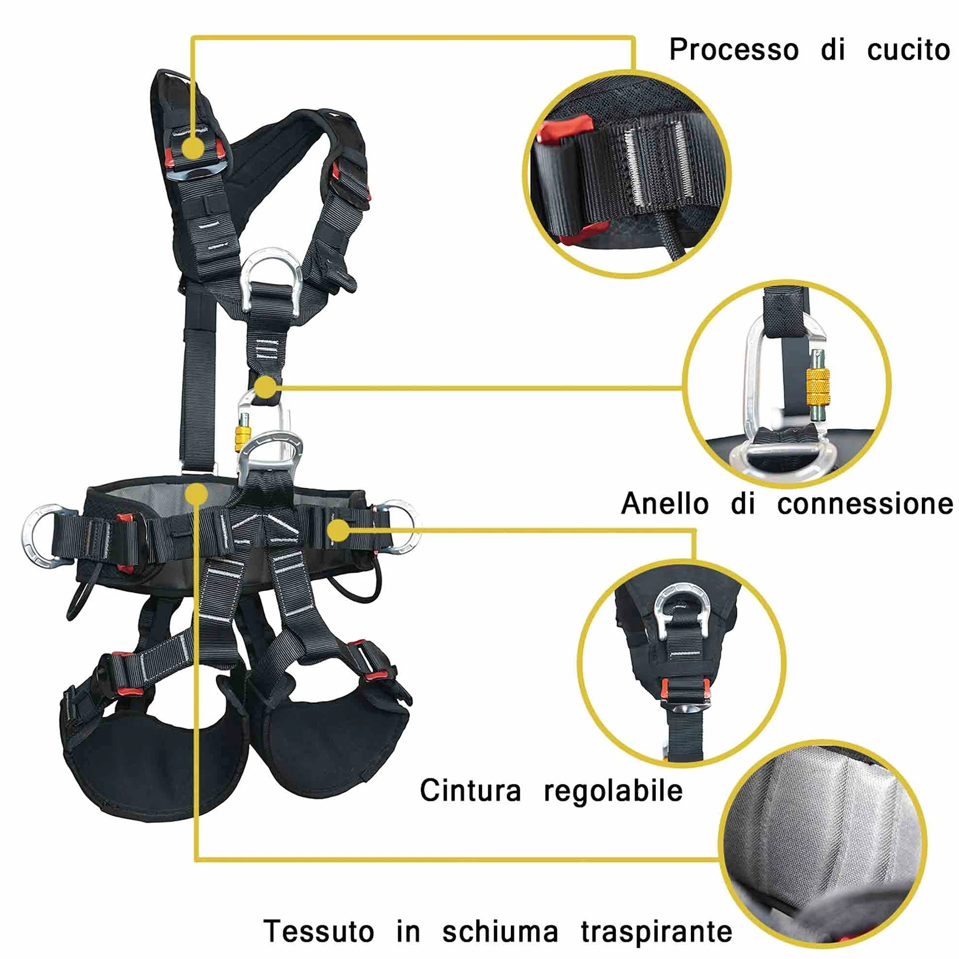 SOB Imbracatura Anticaduta Kit Protezione Arrampicata Regolabile Certificato CE