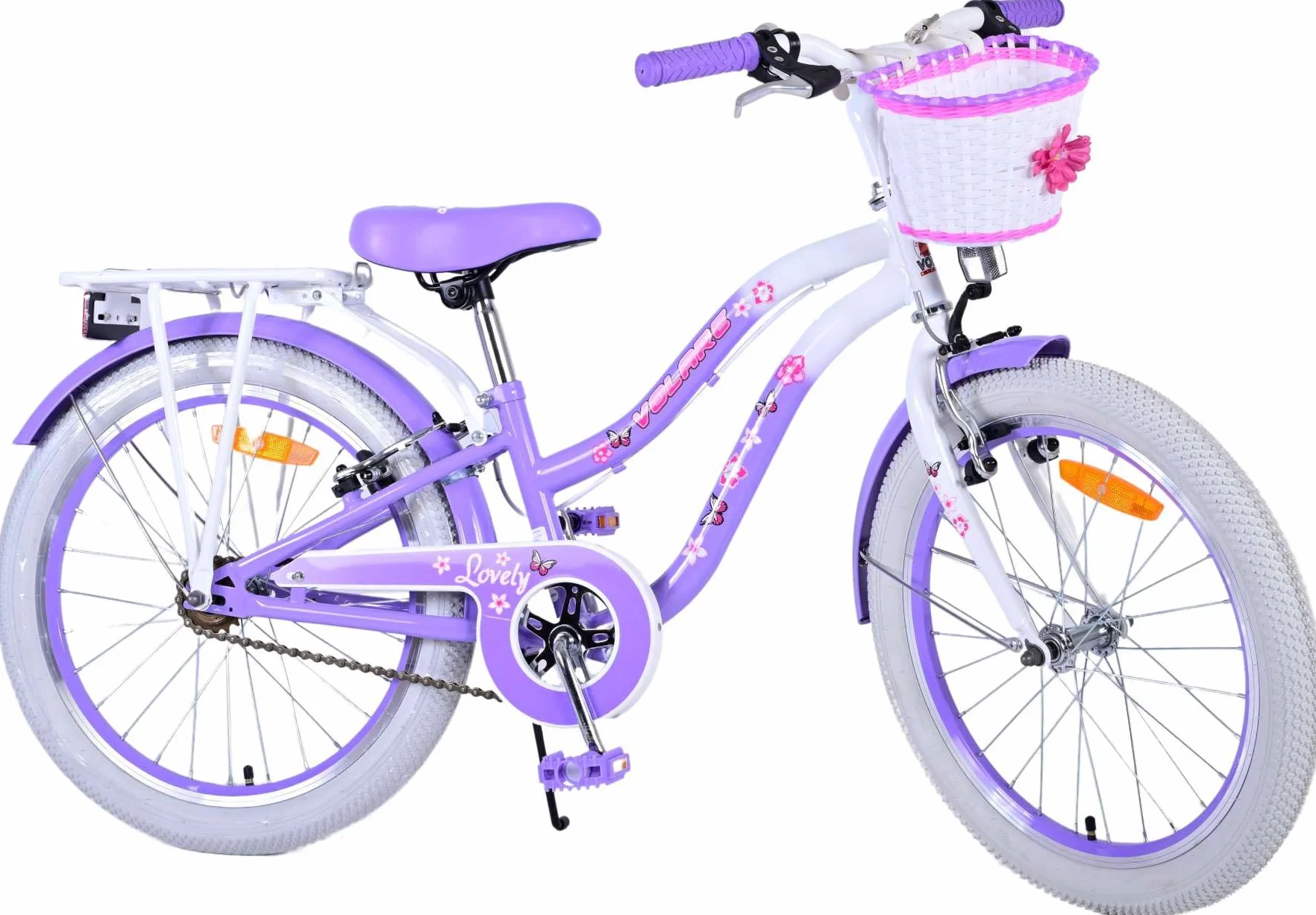 Bicicletta per bambine 20 pollici 6-8 anni con cestino e portapacchi fuxia