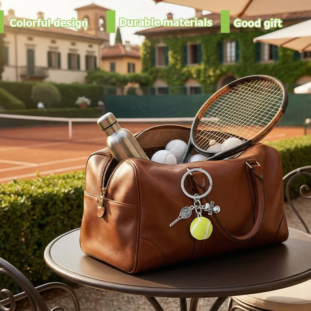 Portachiavi Tennis Racchetta in Acciaio Inox, Accessori Regali per Amanti del Tennis