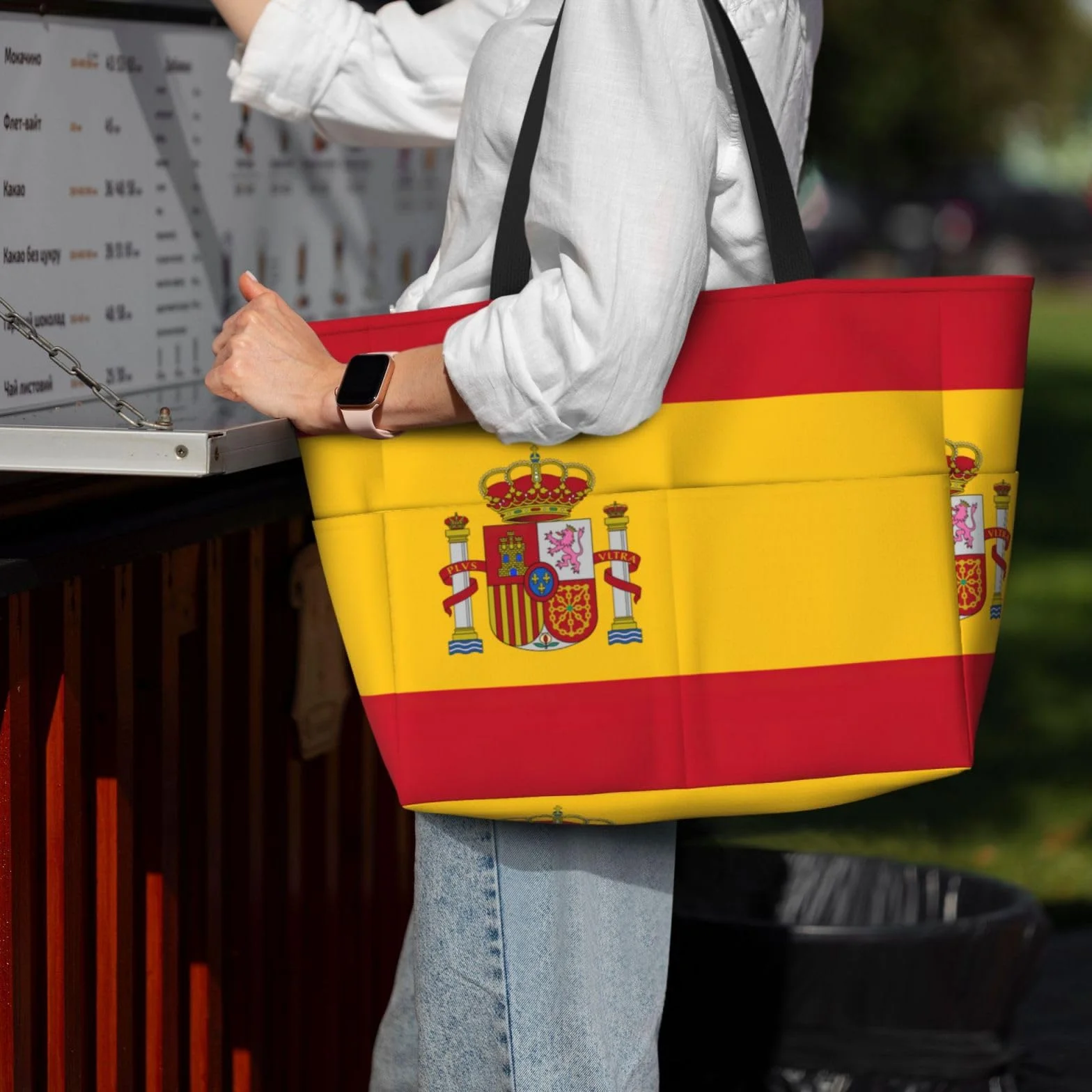 Borsa a tracolla impermeabile palestra bandiera spagnola borsa da viaggio grande