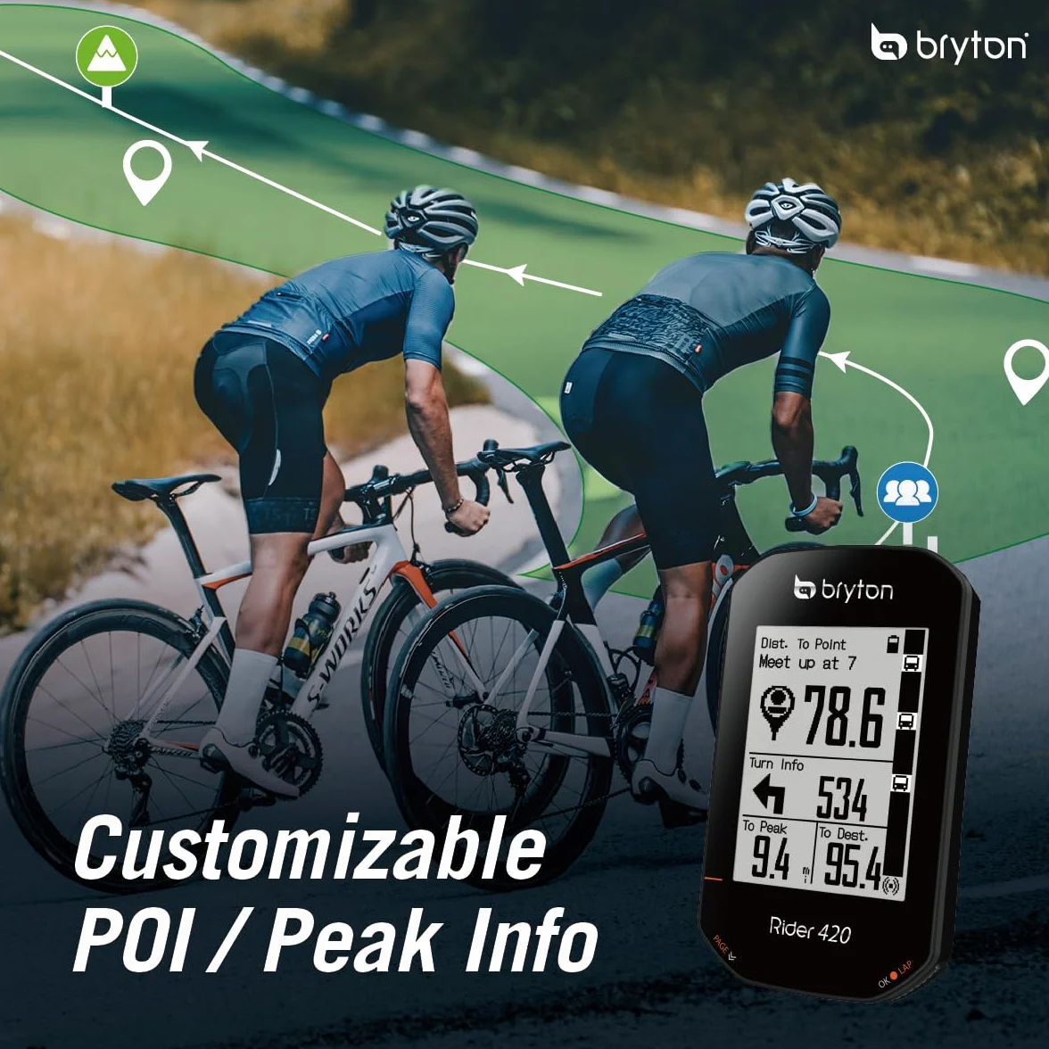 Bryton Rider 420 2.3 Pollici LCD Wireless GPS Bike Computer Compatibile con Bike Radar, 35 Ore Batteria, Navigazione Turn-by-Turn, Bluetooth ANT Impermeabile