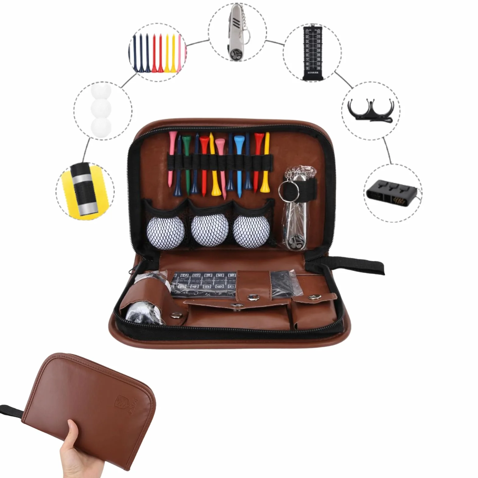 Kit di Attrezzi da Golf in Pelle, Strumento da Golf Sport Esterno per Golfista