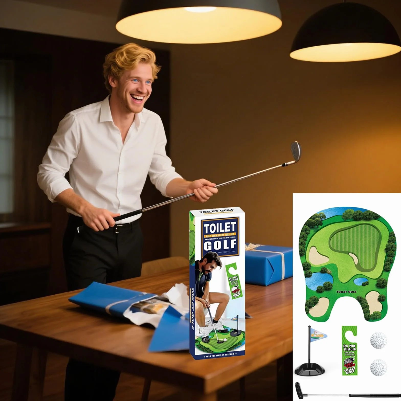 Bathroom Mini Golfing Practice Golf Toilet Game Set Regali Divertenti per Giocatori di Golf