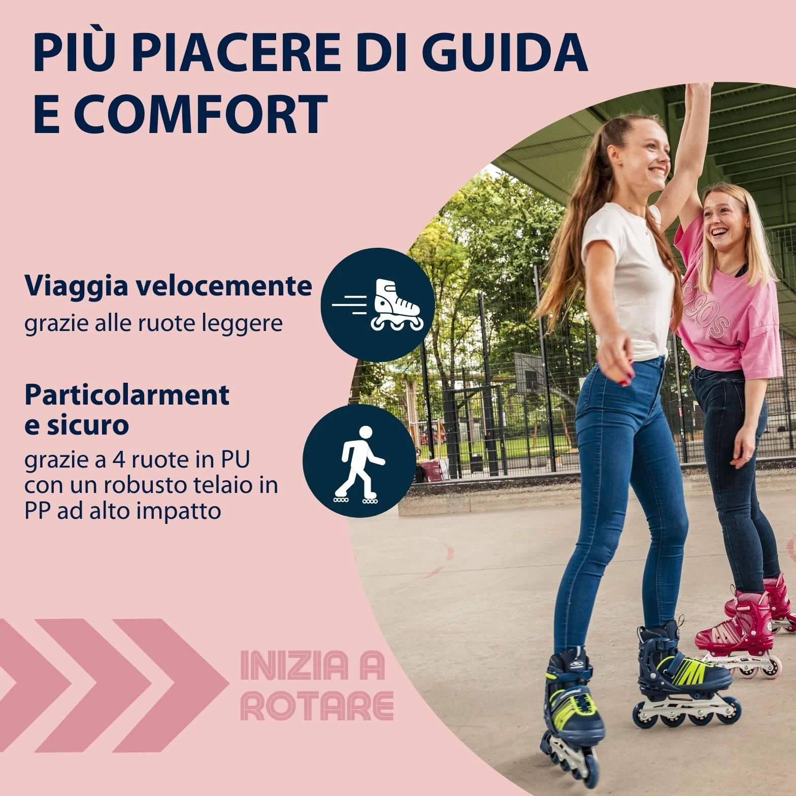 HUDORA Pattini in linea Comfort - Pattini a rotelle regolabili bambini ragazzi 6 misure larghezza lunghezza traspiranti