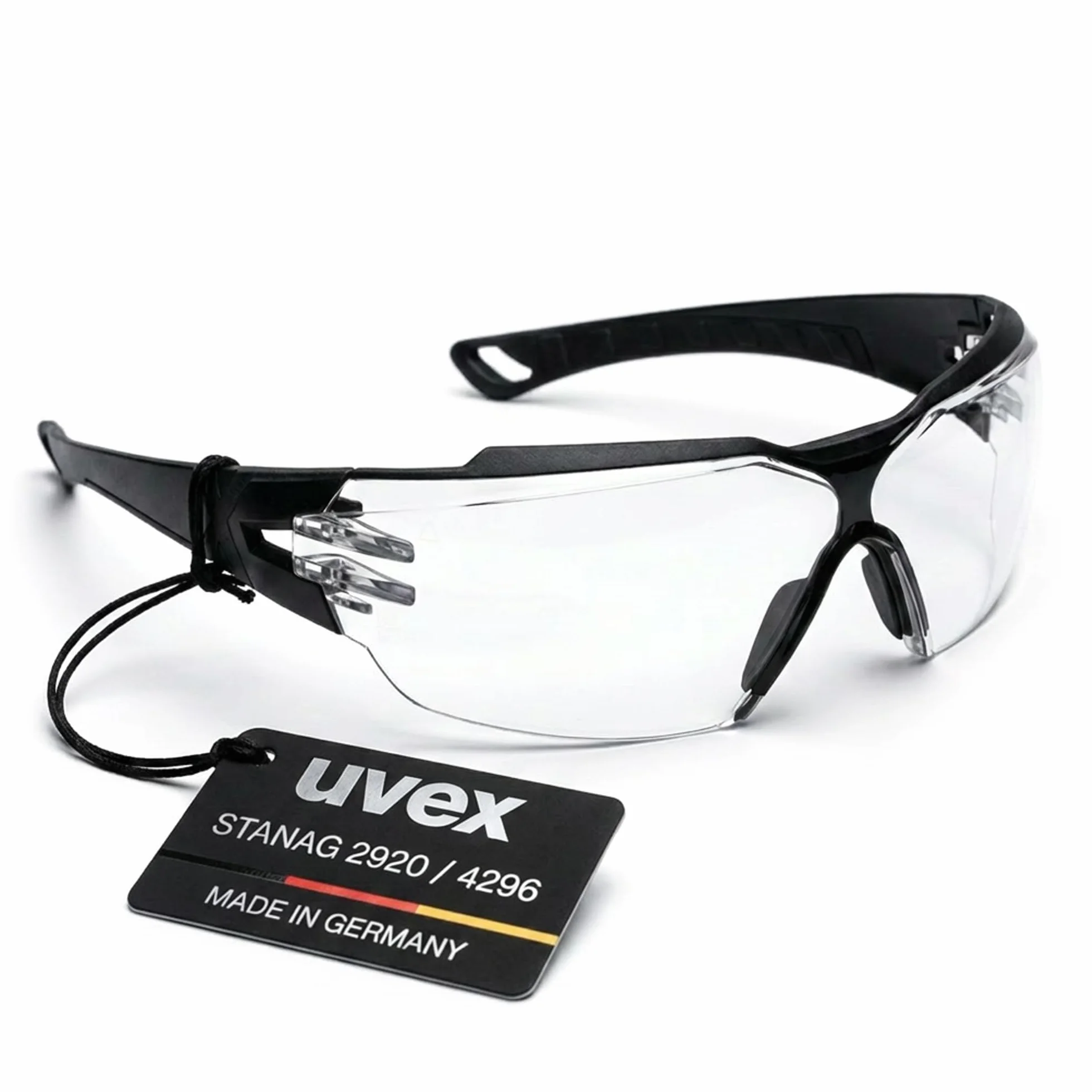Uvex pheos Cx2 Occhiali tattici per tiro sportivo anti-appannamento antigraffio telaio Soft Seal lenti incolore STANAG 2920/4296