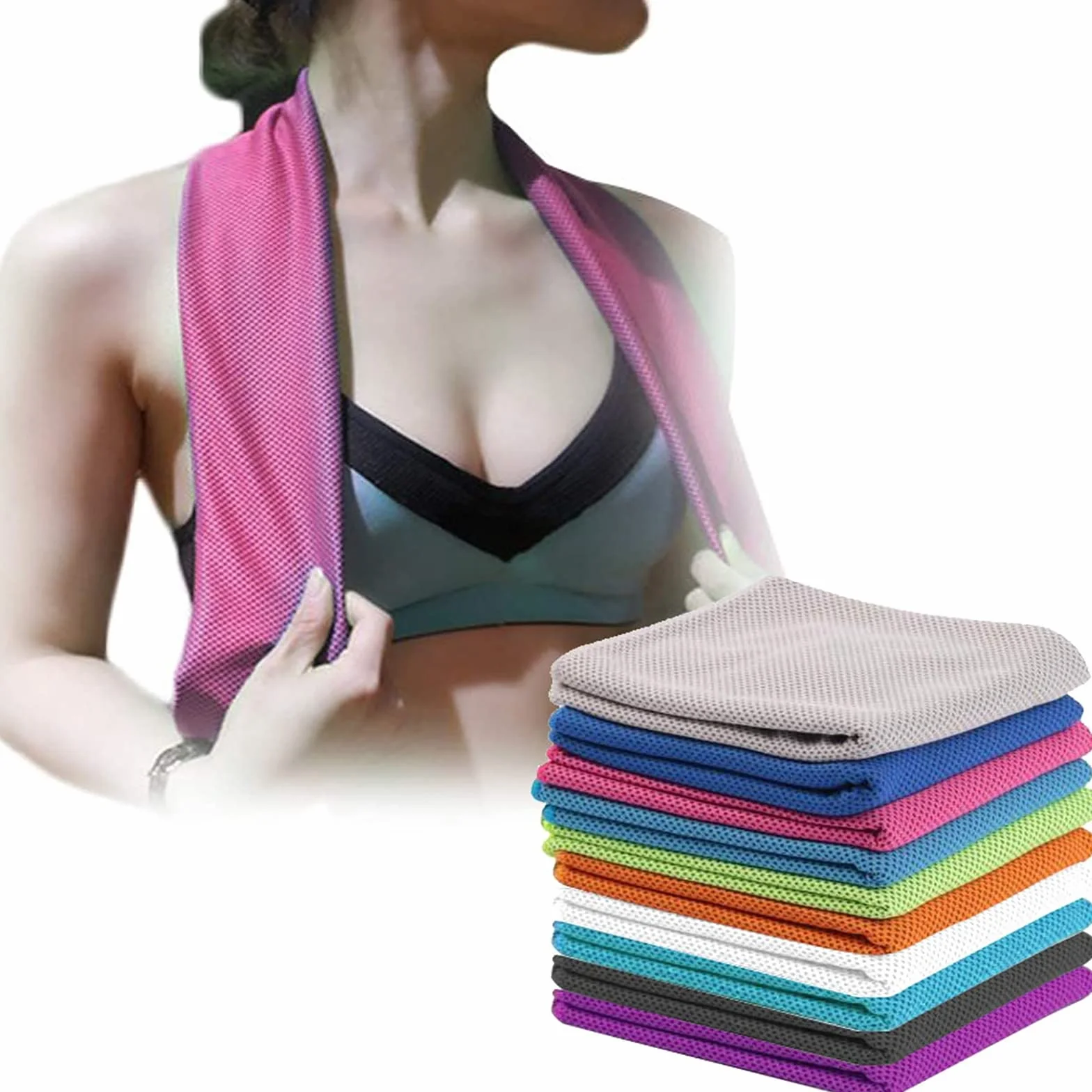 SZELAM Asciugamano rinfrescante in microfibra 101.6x30.5 cm per yoga sport 4 pezzi rosa rosso verde blu scuro nero