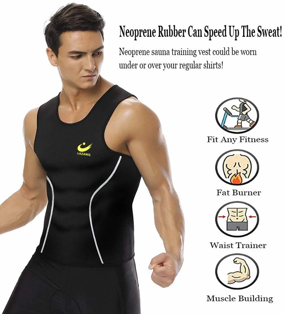 LAZAWG canotta dimagrante gilet da sauna per uomo Snellente Vita Trainer Neoprene Hot Sweat Tank Top