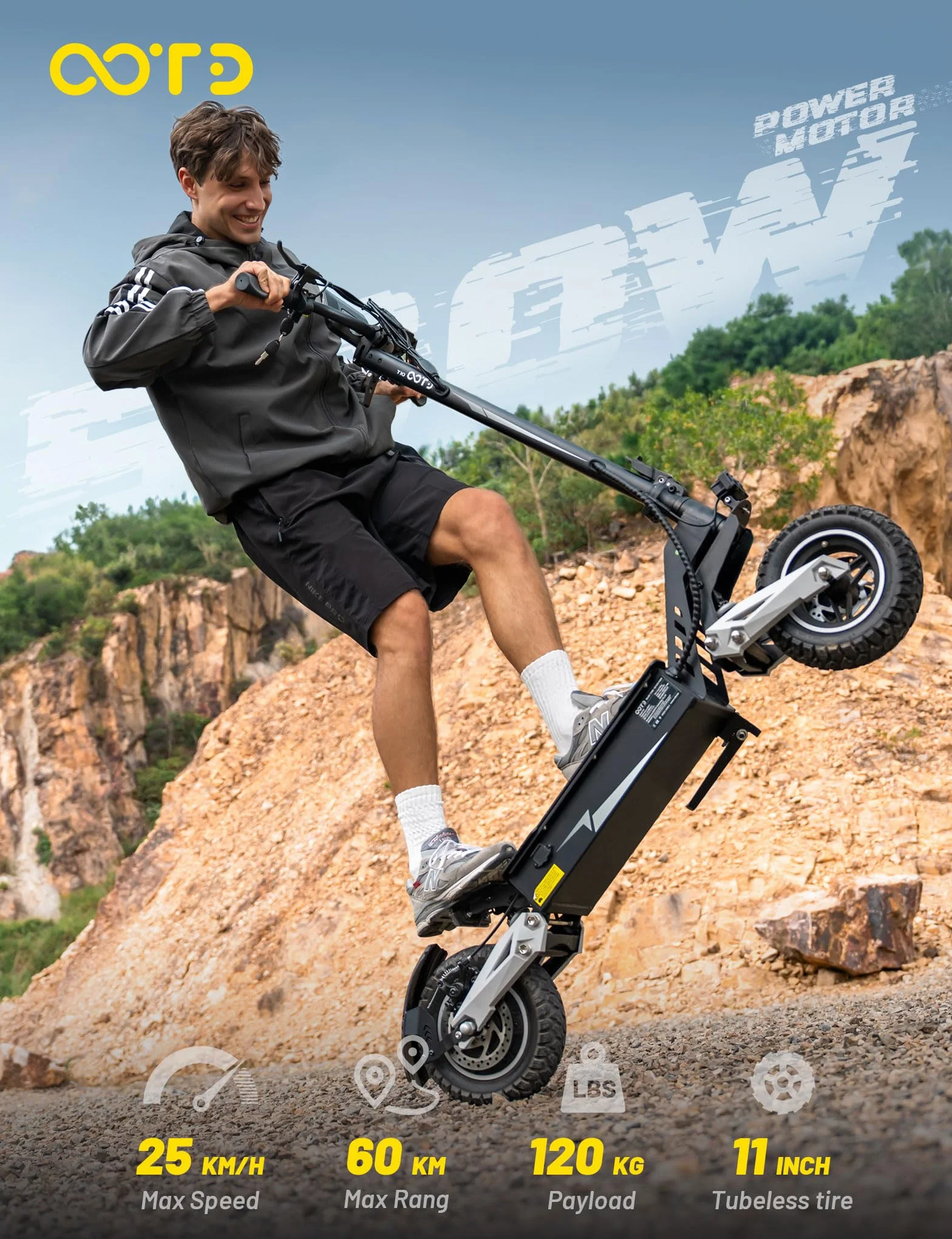 Monopattino Elettrico Adulto 11 Pollici, Scooter Pieghevole Autonomia 60km, Doppio Freno a Disco