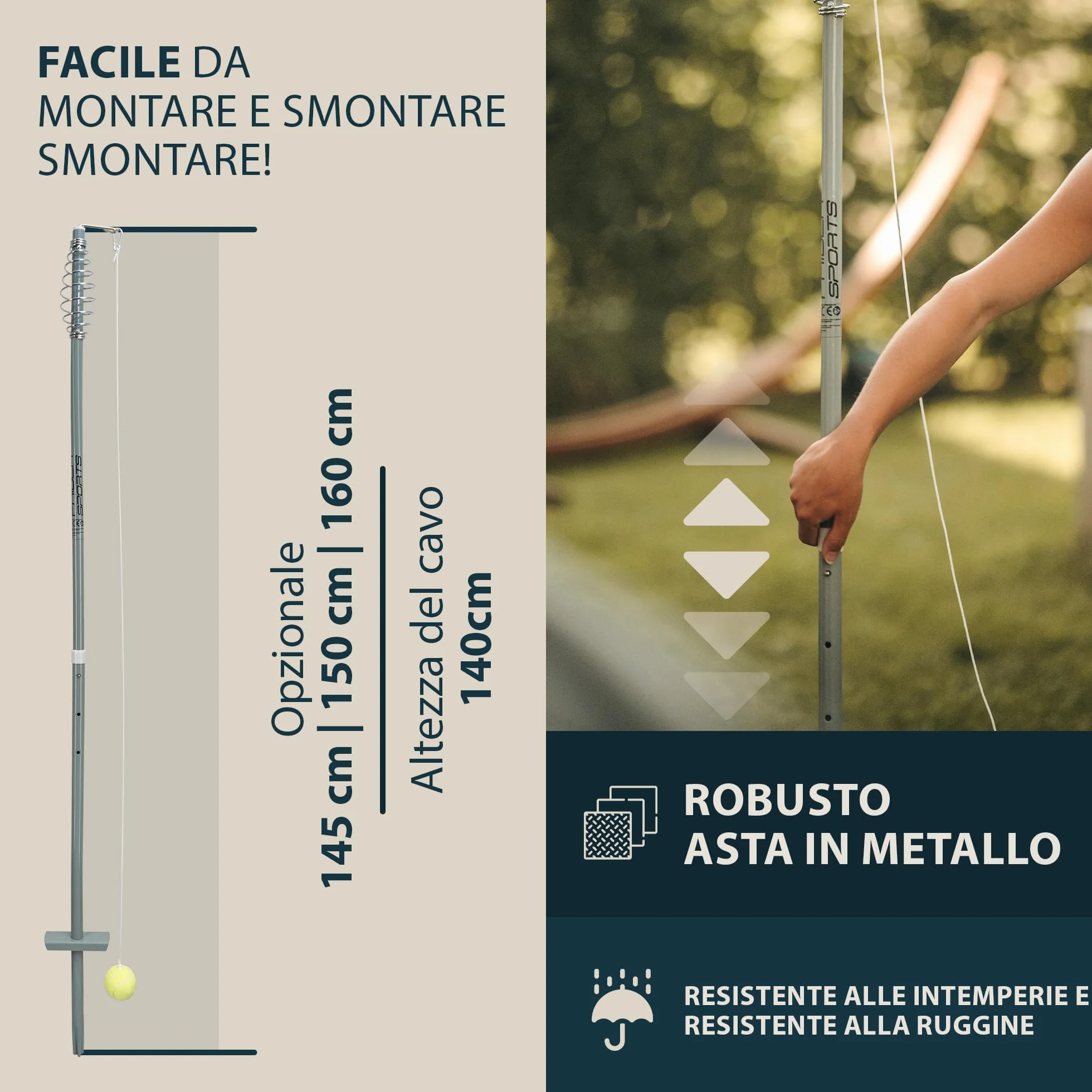 PHIBER-SPORTS Twistball Set Modello Migliorato 2026 – Swingball per Bambini e Adulti, Palla da Tennis su Corda, Tennis Trainer Gioco Giardino