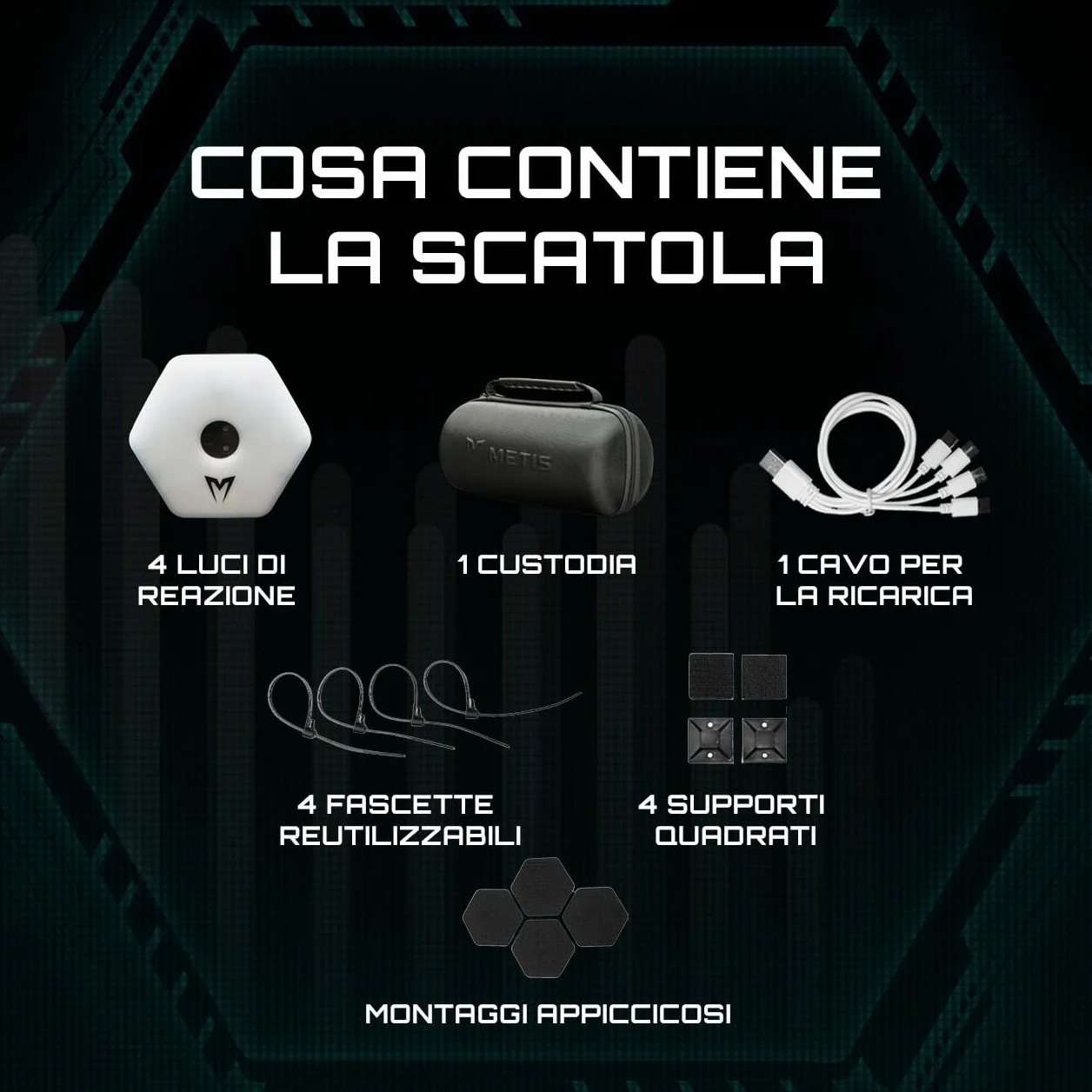 FORZA METIS Luci per Allenamento di Reazione [4/8] - Migliora Agilità, Riflessi, Tempi di Reazione con Custodia