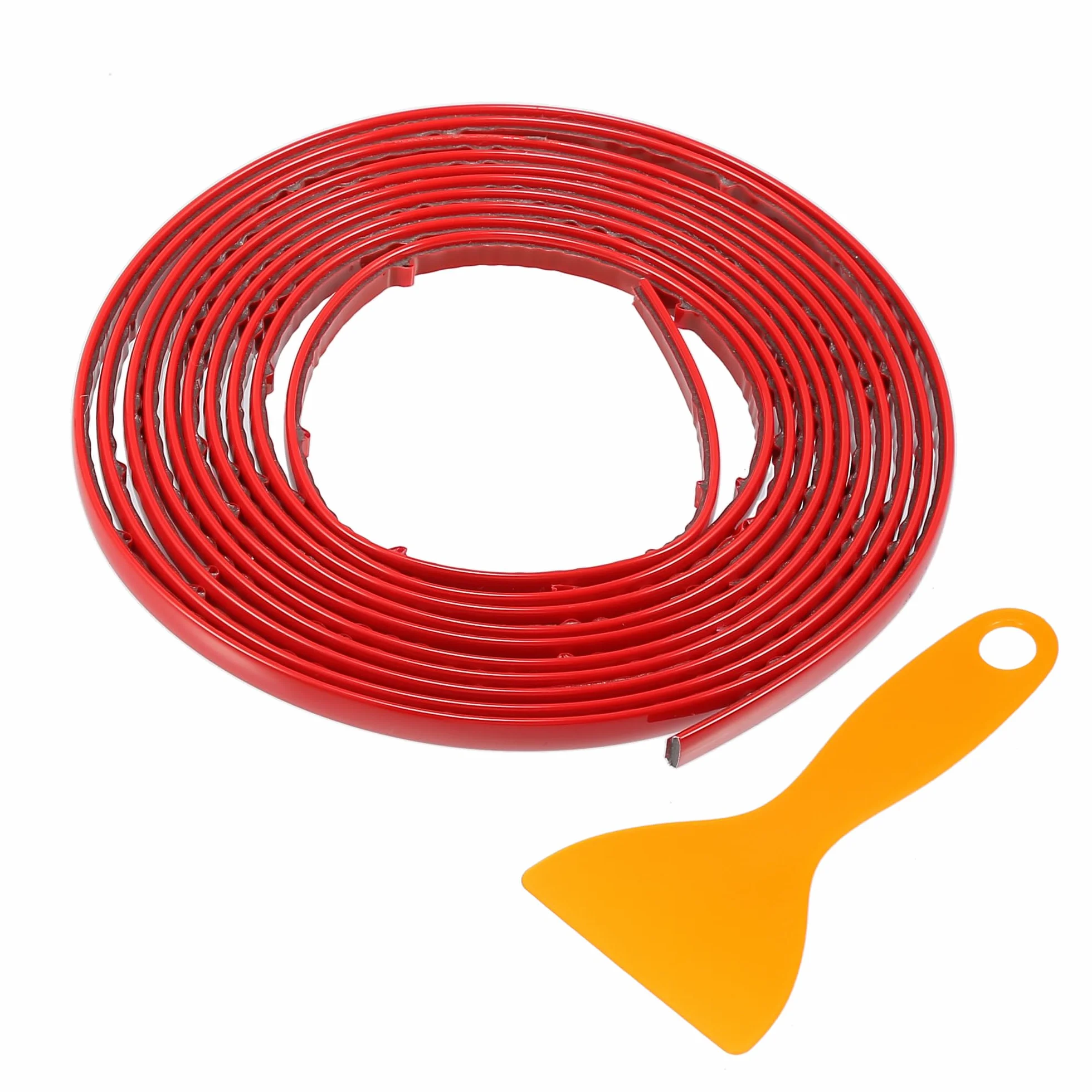 Striscia di Finitura per Finestra Auto Camion 1/4" 6mm Larghezza 10Ft 300cm Autoadesiva Anti Graffio | Adesivo Decorativo Laterale Paraurti Porta Carrozzeria Rosso Lucido 1 Set