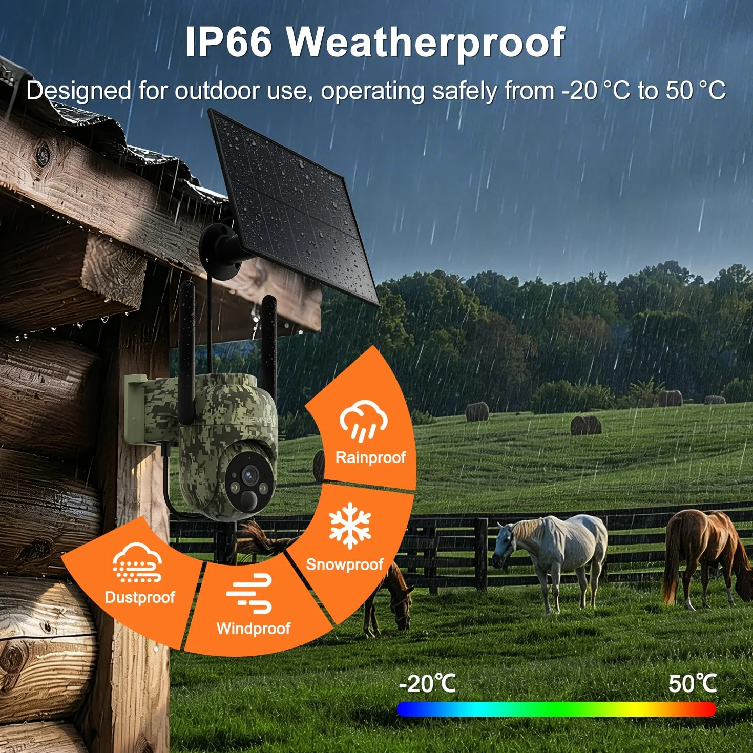 LEMNOI Fototrappola 4G con SIM Inclusa, 2K Fotocamera da Caccia, Telecamera Solare PTZ, Visione Notturna a Colori, IP66 Impermeabile