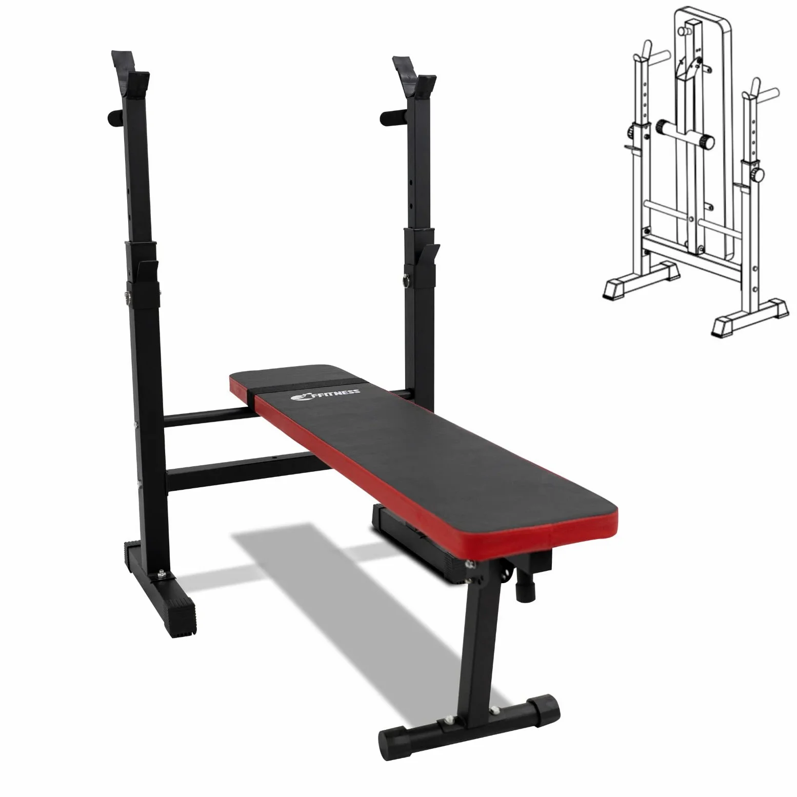 FFitness Panca pesi con supporto Bilanciere Panca Piana Palestra pieghevole regolabile Multifunzione Rack Weight Bench per sollevamento pesi
