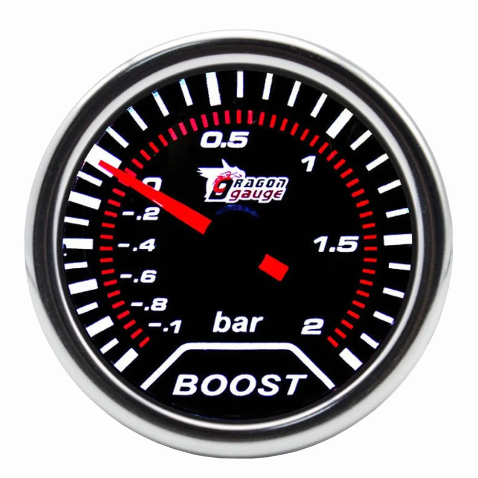 ETOPARS Universale Auto Turbo Boost Manometro 2 Pollici 52mm Turbo Boost Misuratore Bar Boost Puntatore Indicatore Calibro Bianco Luce Boost Pressione Strumenti Lente Tinta Fumo