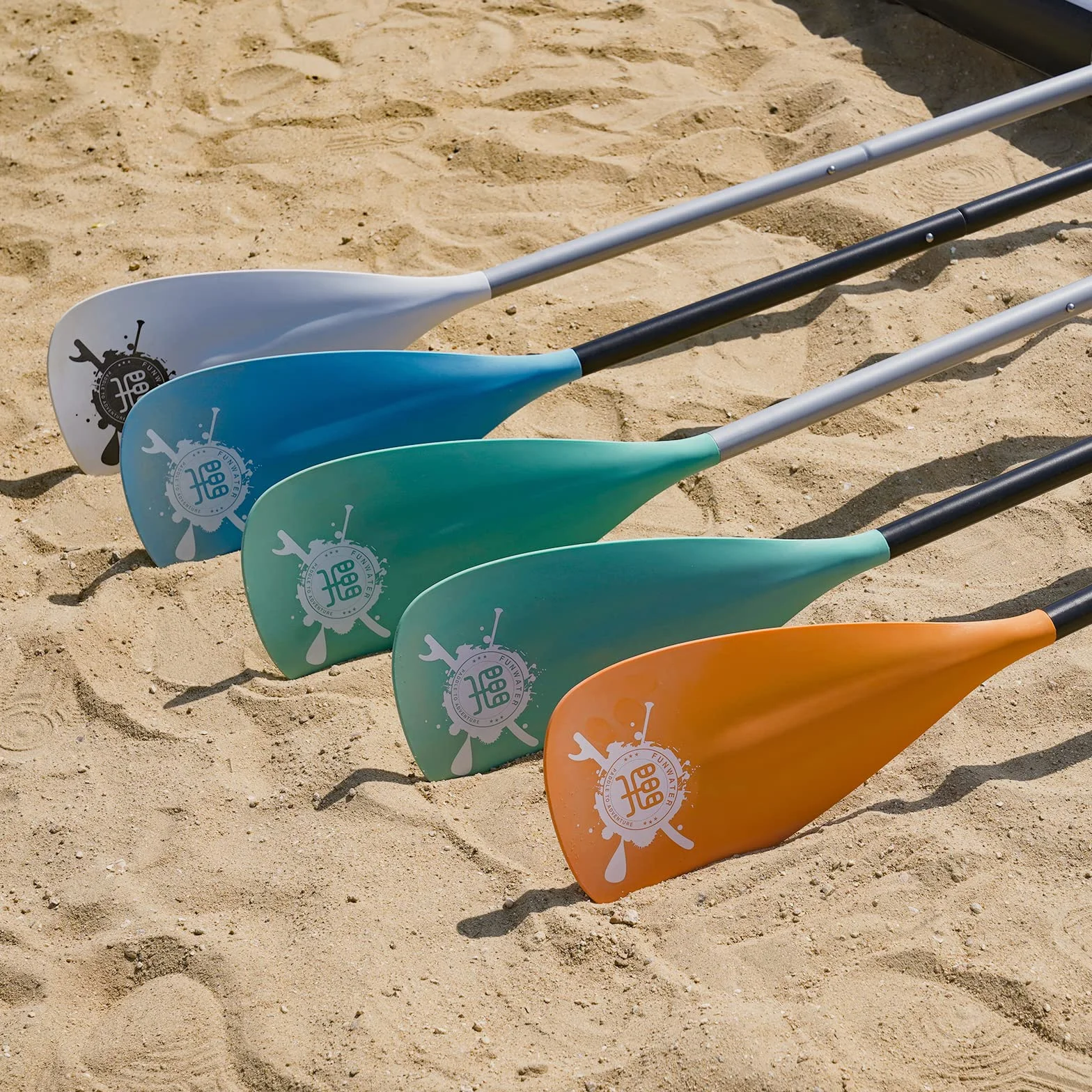 FunWater SUP Paddel – 3-Teiliges, Verstellbares Stand Up Paddle Board Paddel – Leichtes und Schwimmendes Paddelboard Ruder – Langlebig und Verstaubar, Verstärkte Nylonblätter – Effizienter Schlag
