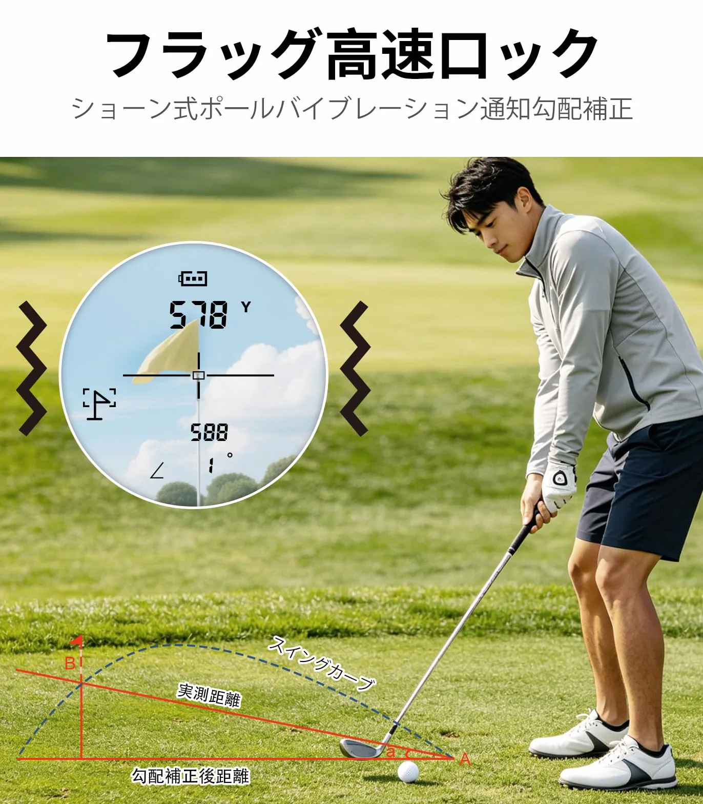 Telemetro golf REVASRI 1200 iarde 6x Flag Lock Ricaricabile