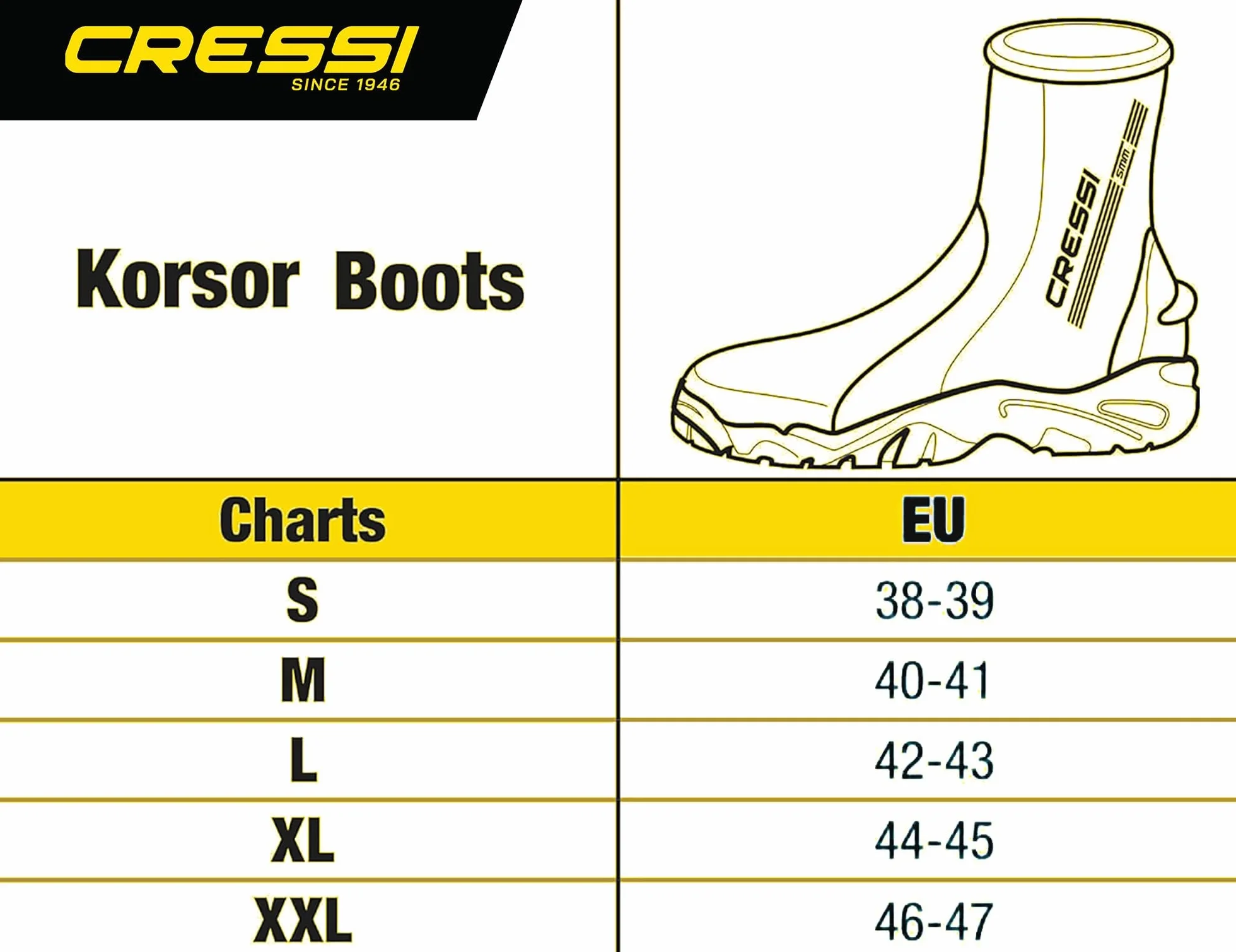 CRESSI Korsor Semi Rigid Sole Boots, Calzari con Suola Semi Rigida per Immersioni, Nero 3/5/7 mm, Unisex Adulto