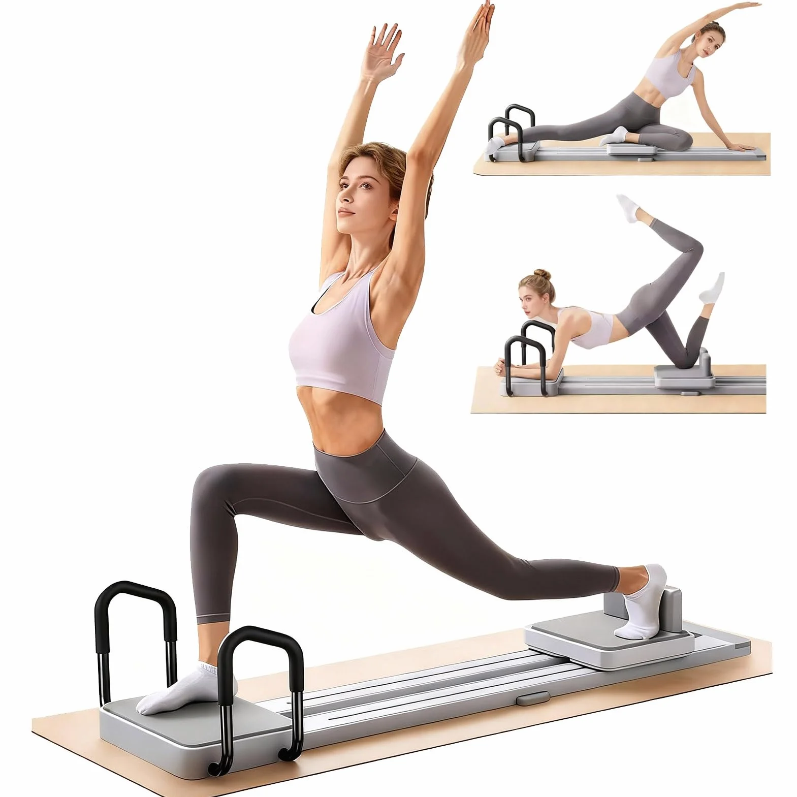 ExeractFit Pilates Reformer Machine Attrezzatura per Casa Tavola Pilates adatto a Principianti ed Esperti Multifunzionale Macchina da Sci Allenamento del Core