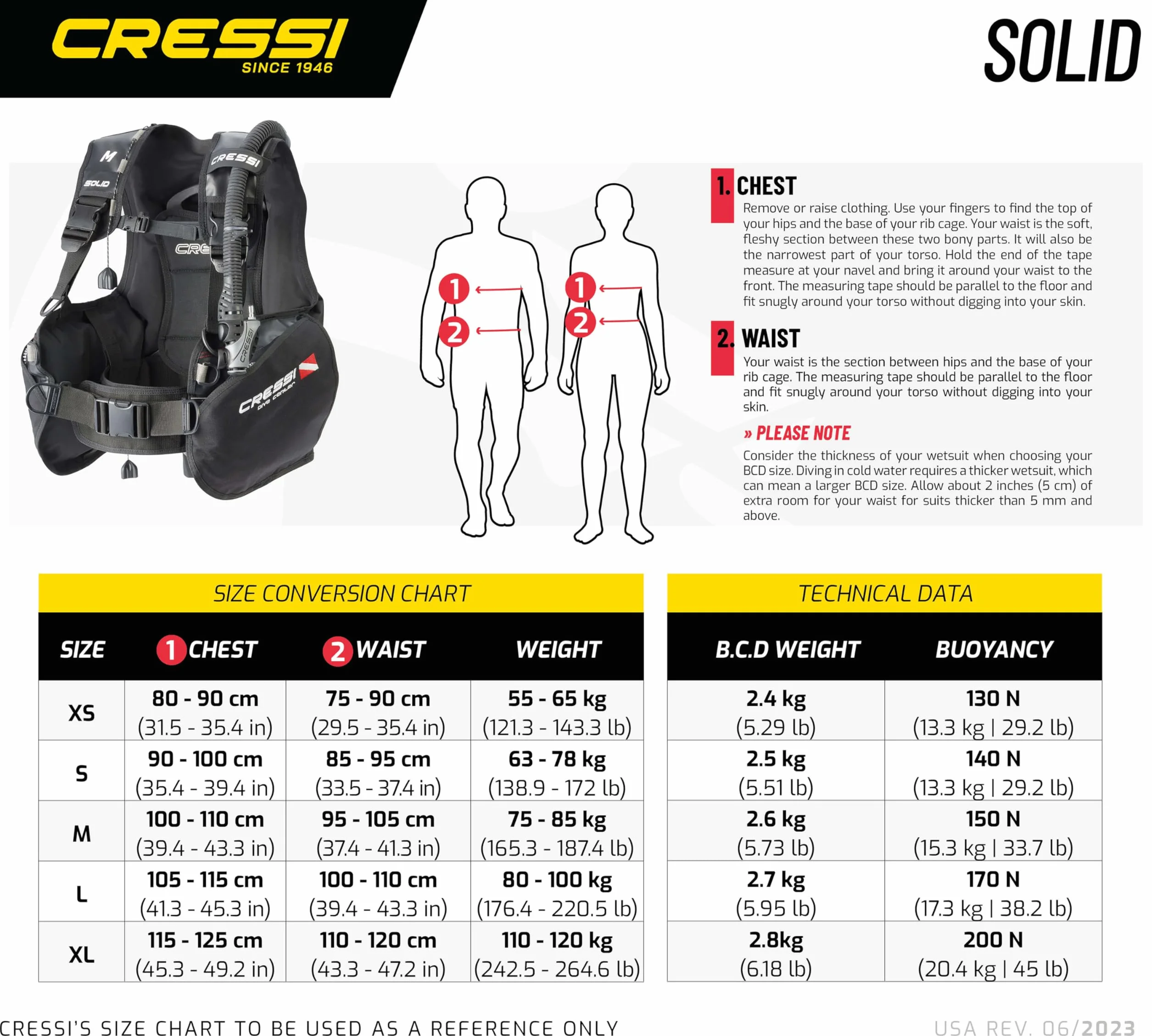 Cressi Solid Bcd Dive Center Edition Giubbotto Immersioni Assetto Variabile GAV Nero Unisex Adulto