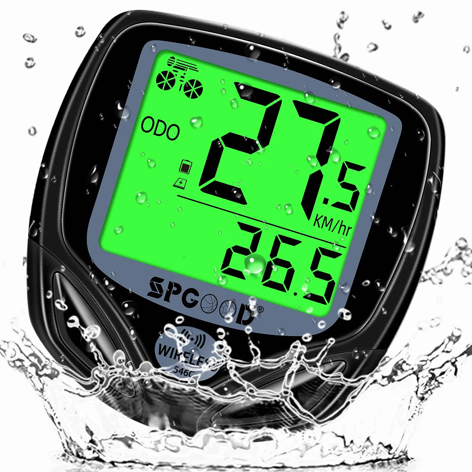 SPGOOD Contachilometri Bici Senza Fili, 19 Funzioni IP54 Impermeabile, Tachimetro con Display Retroilluminato