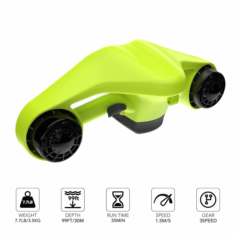 Asiwo Seascooter Elettrico Subacqueo con Action Camera Mount - Scooter Marino a Doppio Motore Impermeabile per Immersioni e Snorkeling