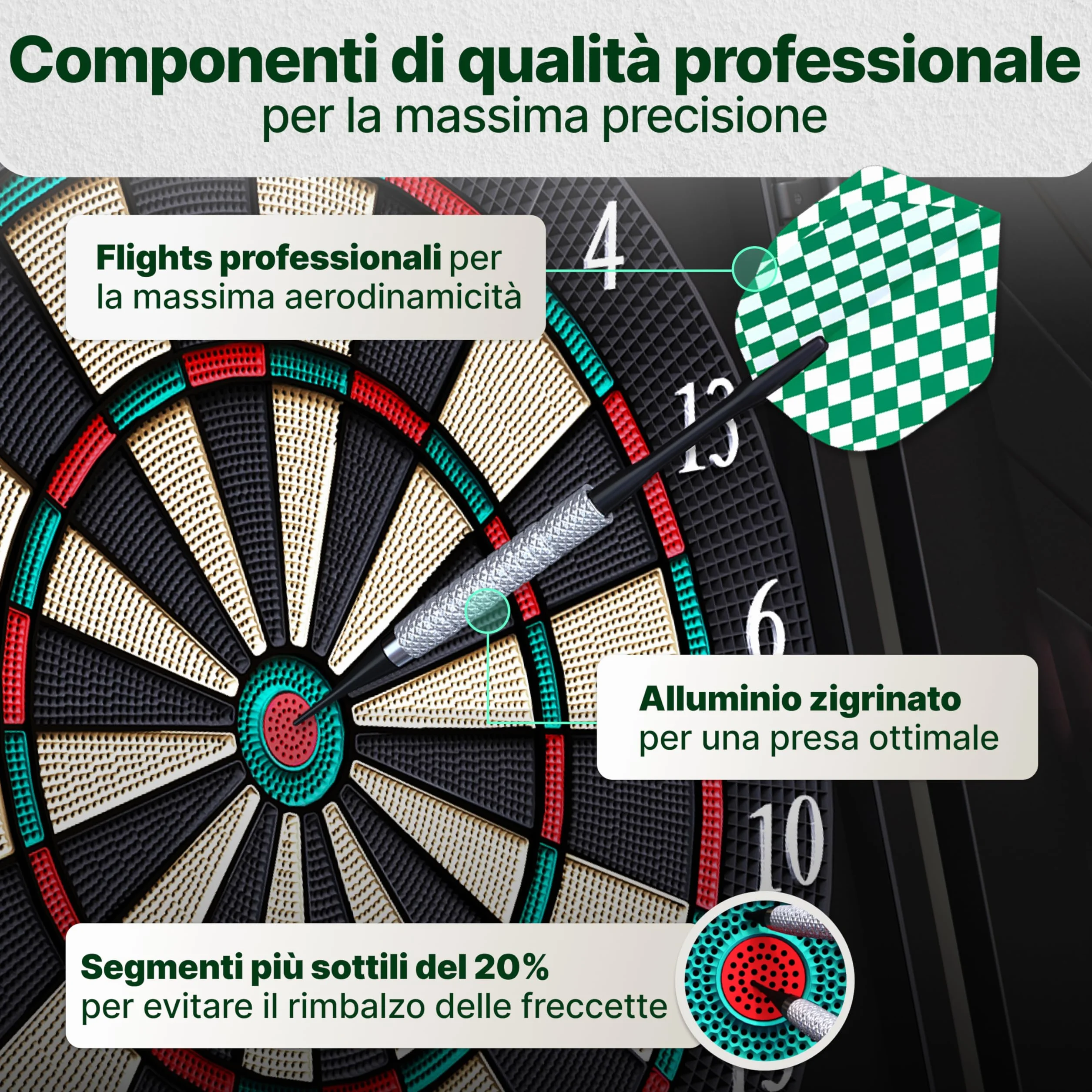 Ultrasport Tavola da Freccette Elettronica, 38 Giochi, 12 Freccette, 100 Punte morbide, LED