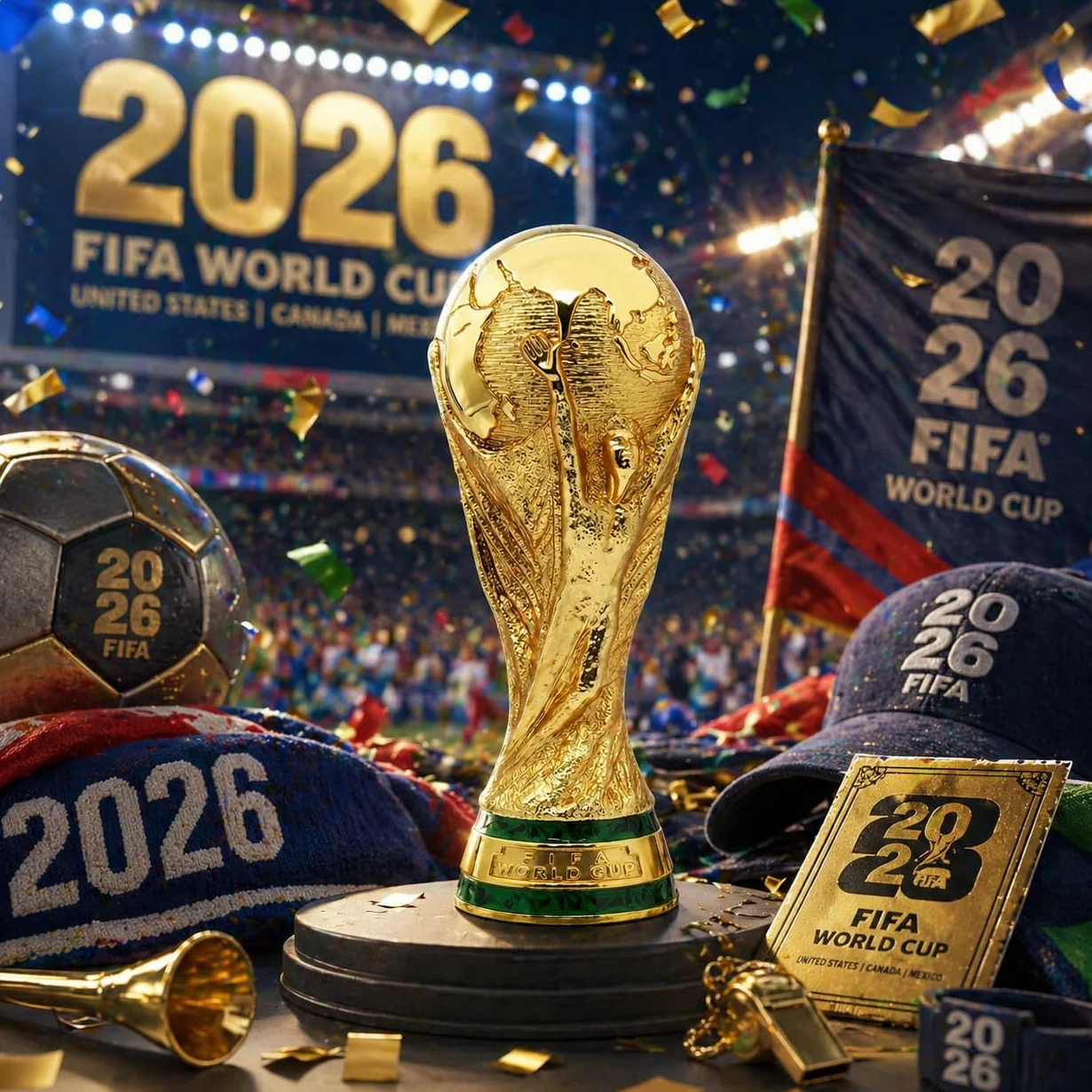 Regalo FIFA World Cup 2026, Trofeo 3D Ufficiale FIFA Coppa del Mondo 2026, 150 mm, in Lega di Zinco Premium, da Collezione, Durevole, per scrivania, Ufficio e Memorabilia Calcio
