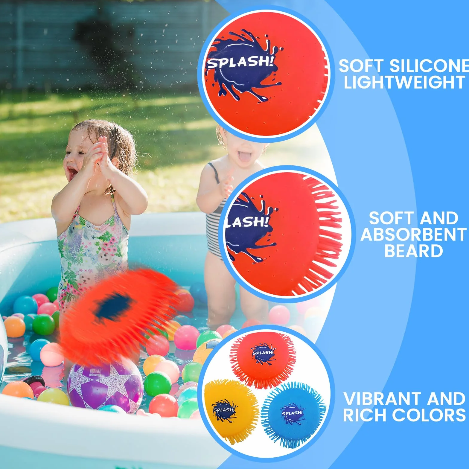 Frisbee ad Acqua Riutilizzabile 3 Pezzi Ø17cm per Piscina Spiaggia Bambini Adulti