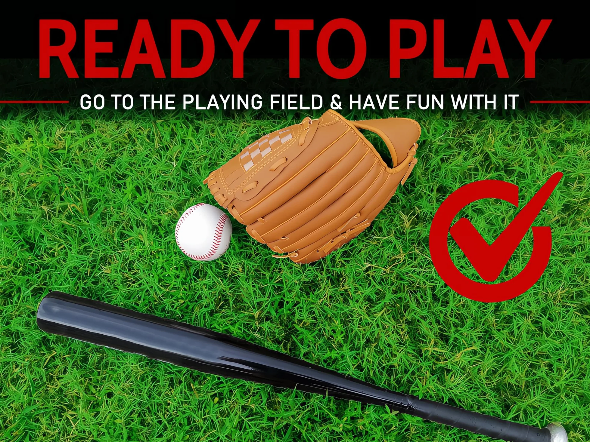 Set da baseball e softball con mazza in alluminio da 25 pollici/63 cm, guanto e palline