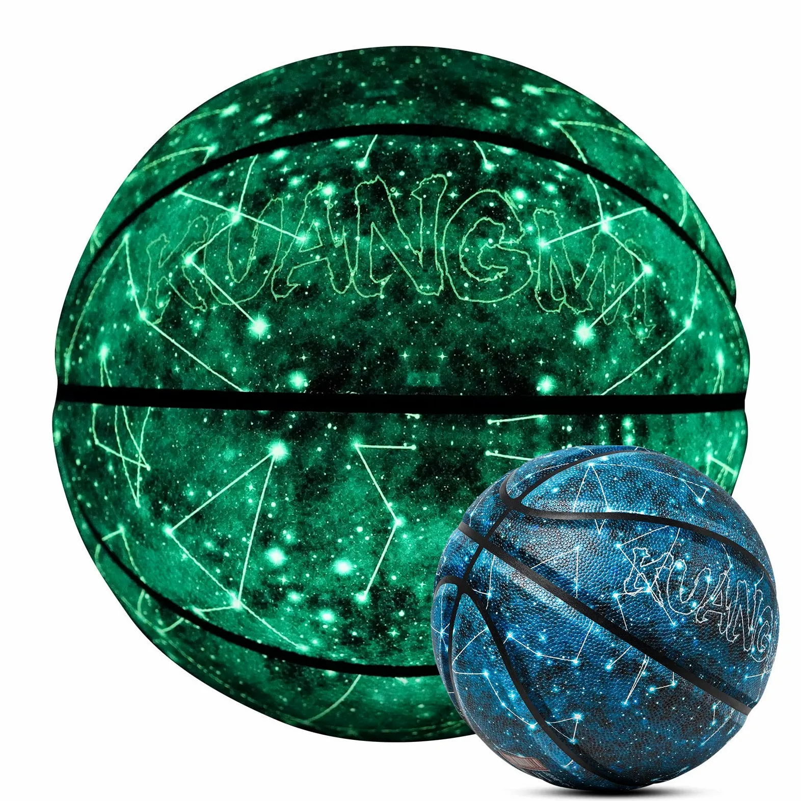 Kuangmi Pallone da basket luminoso e luminoso in pelle composita regalo per donne, ragazze, indoor ed outdoor, da basket notturno, taglia 6(72,4 cm)