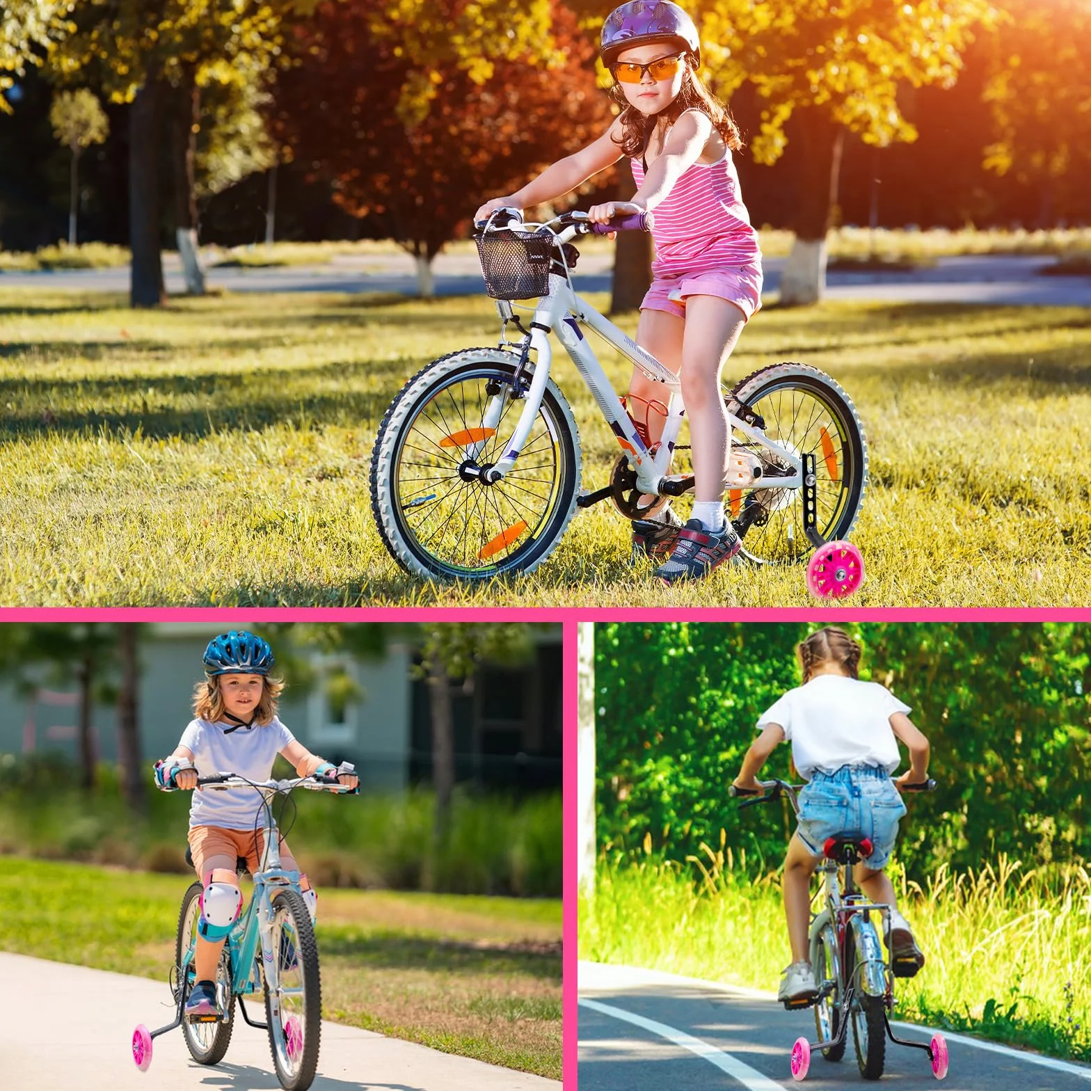 Ruote di Allenamento Bicicletta per Bambini, Universali Regolabili Ausiliarie per Bici 12-20 Pollice