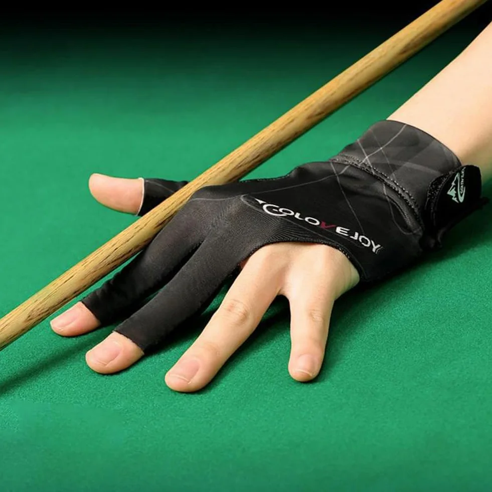 Tokaneit Guanto da Biliardo Snooker Grigio Nero Regolabili Antiscivolo Sinistro
