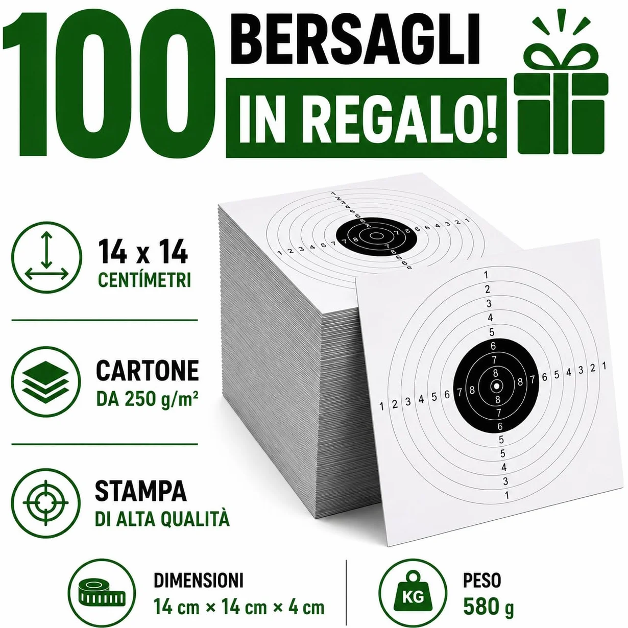 Supporto per bersagli in acciaio 14x14 cm per Airsoft, Airgun, pellet - Nero