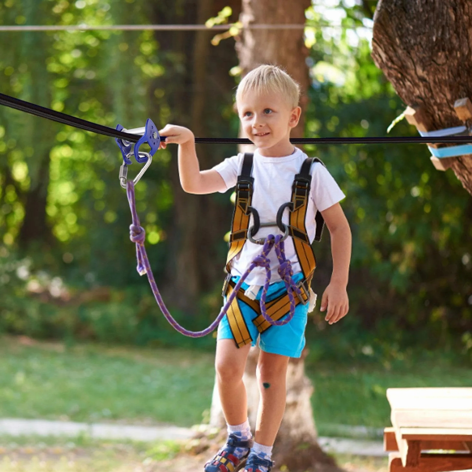 Puleggia Zip Line per Carichi Pesanti a Installazione Rapida – Kit Dispositivo di Scorrimento per Carrello Outdoor