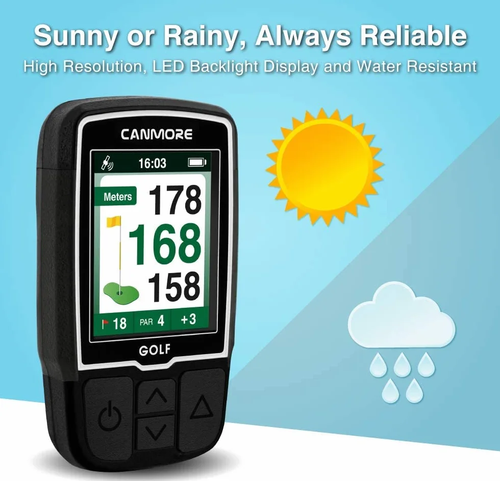 CANMORE HG200 GPS da golf portatile e borsa - Display a colori con oltre 41.000 dati sui campi - Resistente all'acqua - Arancione