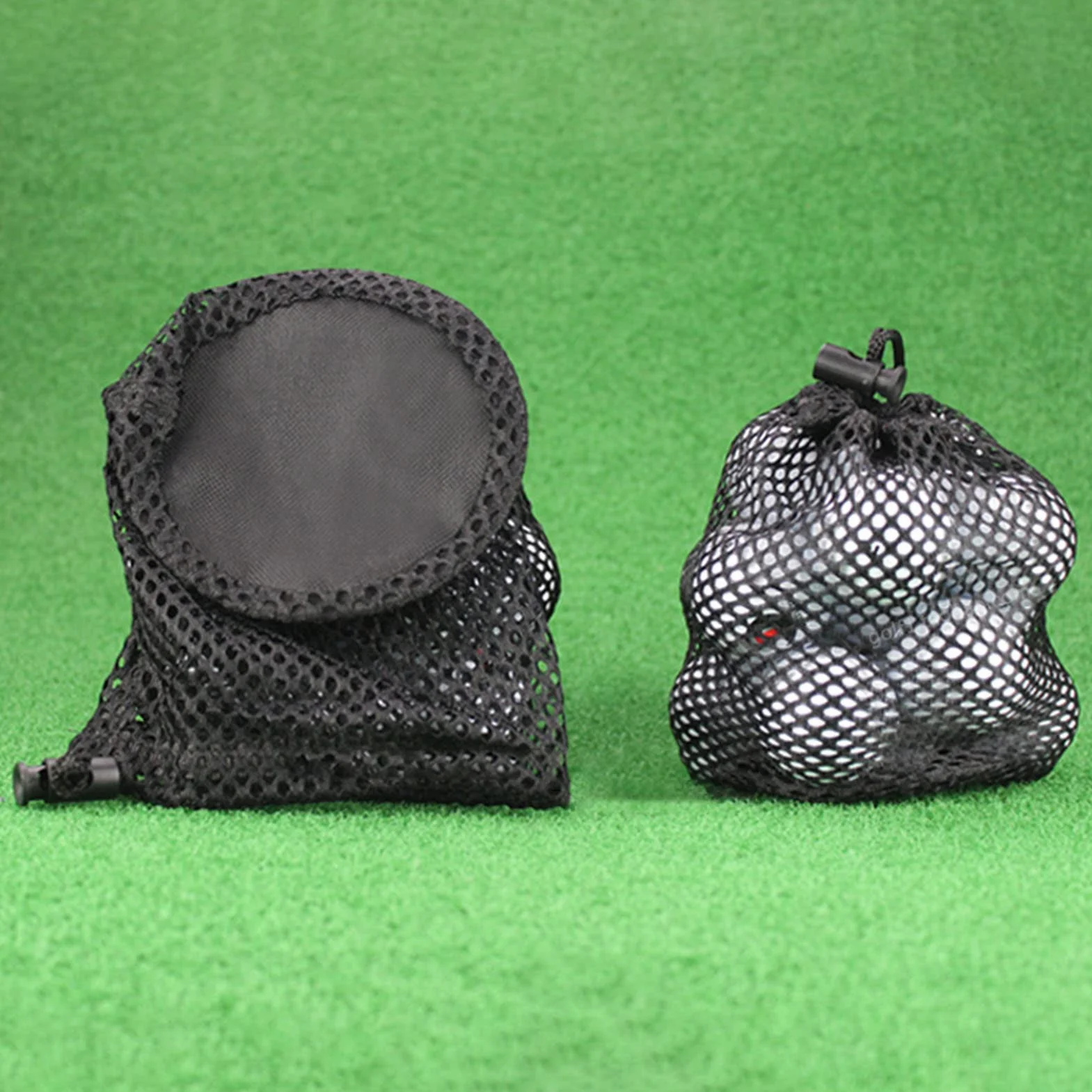 Borsa da golf in rete nylon nero per palline da 12 a 16