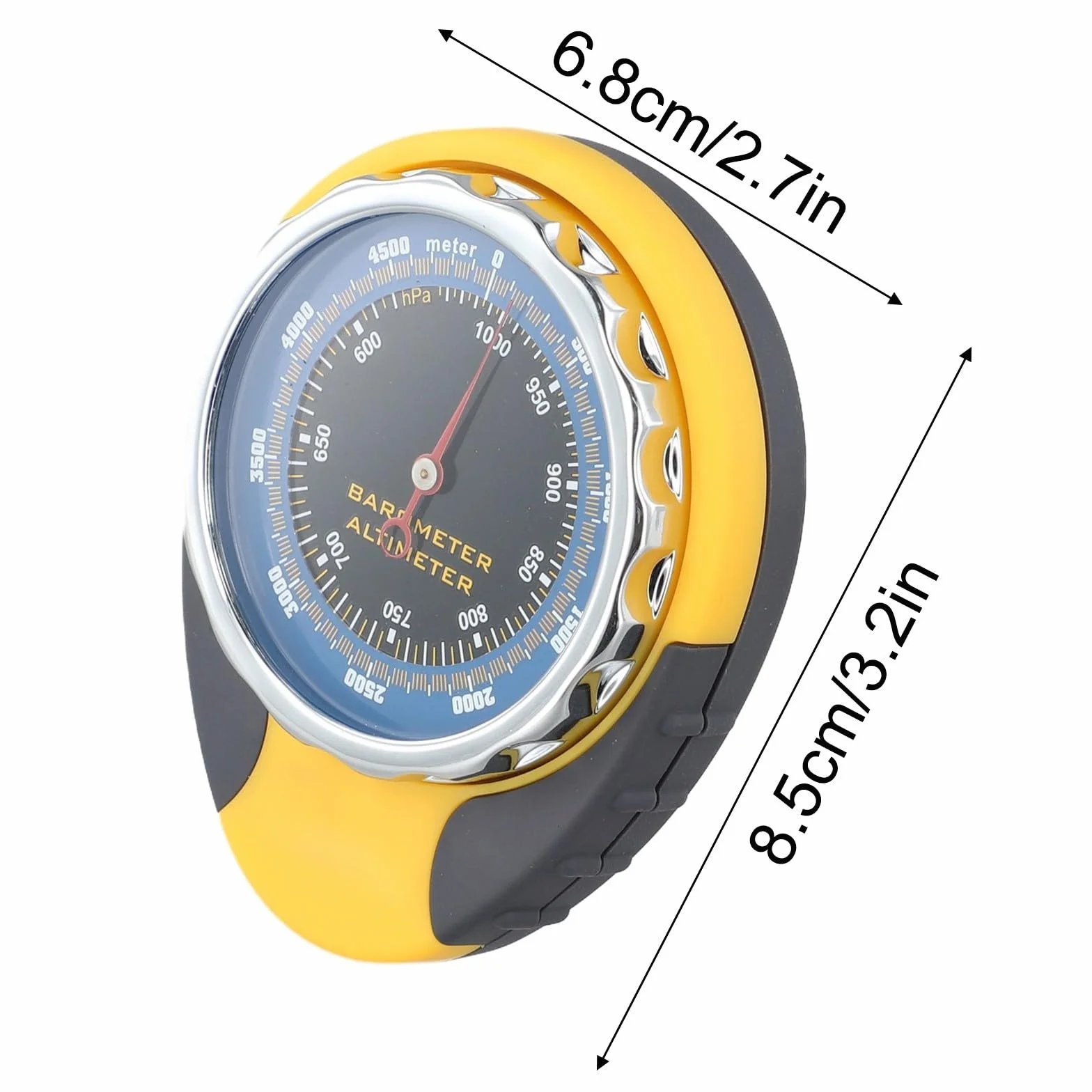 Altimetro 4 in 1 da esterno con barometro, termometro, bussola, portatile per misurazione meteo e altitudine, giallo