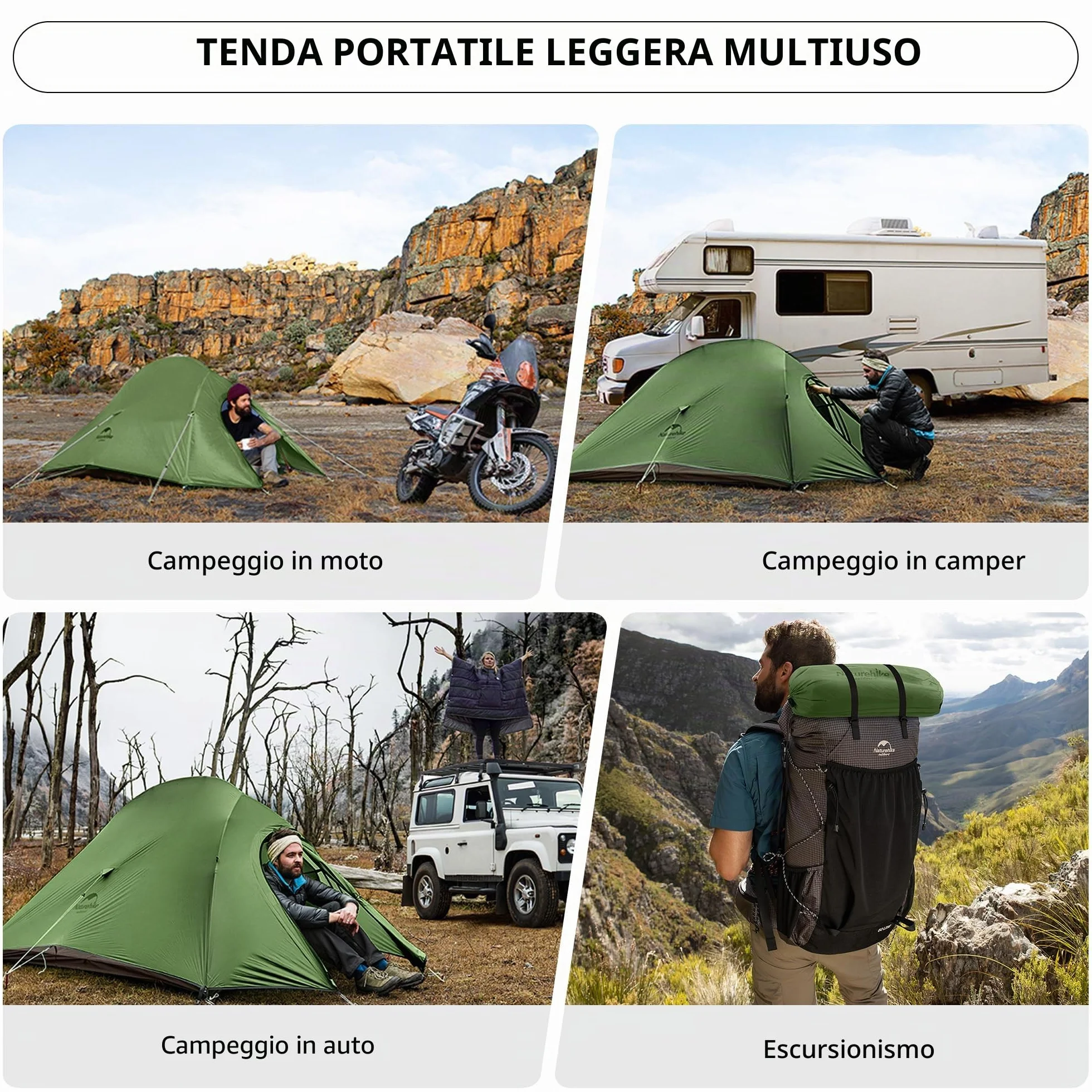 Naturehike Cloud-up 2 Persona Tenda Campeggio Doppio Strato 3-4 Stagioni