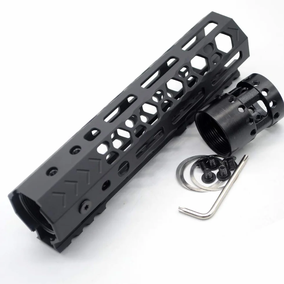 Trirock NSR Style Black 7 Inch M-LK Free Float AR15 Handguard Fits .223/5.56 Rifles Steel Barrel Nut