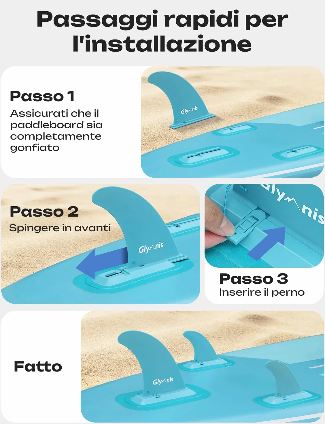 Glymnis SUP Tavola Gonfiabile 320×81×15cm 140kg Stand Up Paddle con Pompa Pagaia Borsa