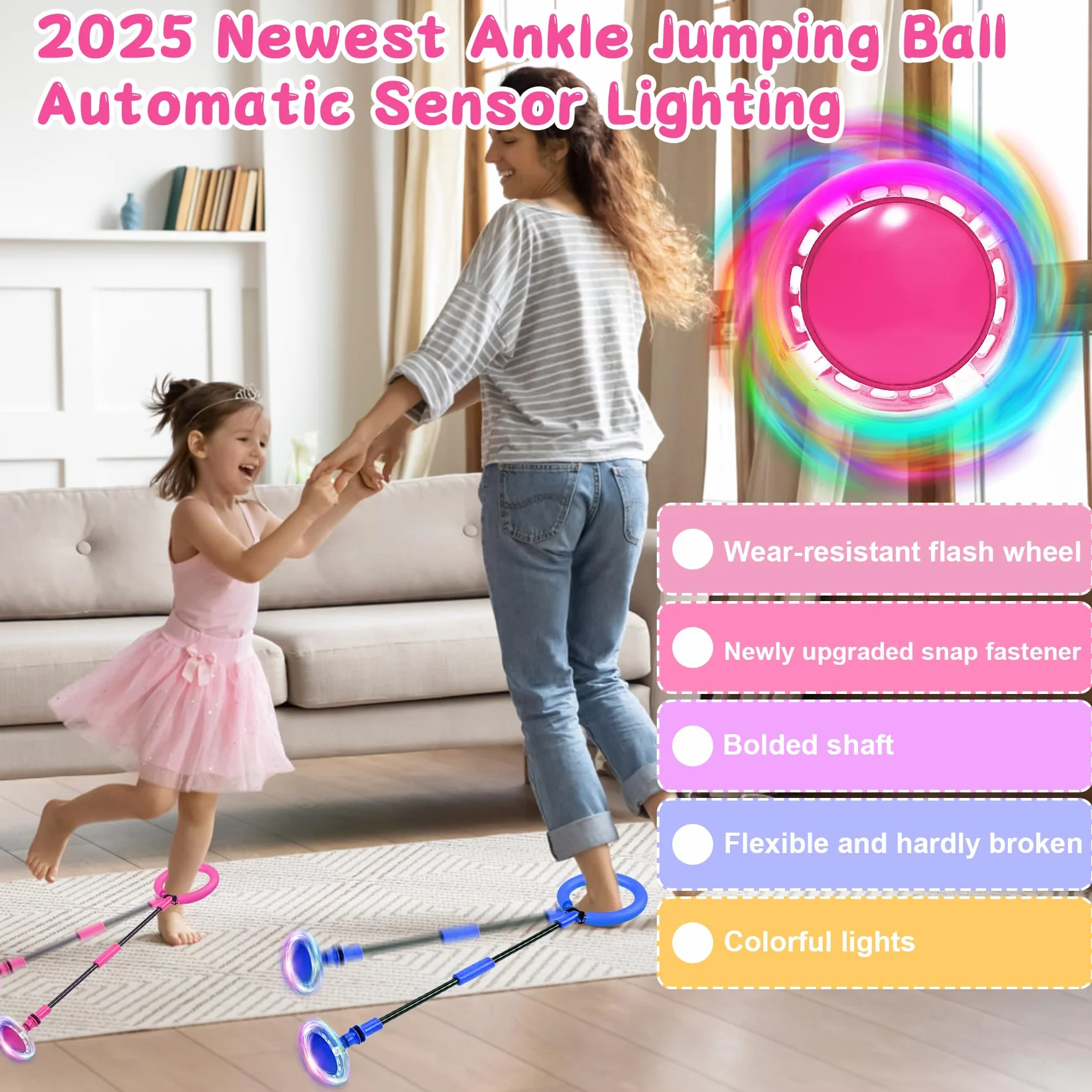 Palla per Caviglia con Luce LED Lampeggiante per Bambini - Rosa