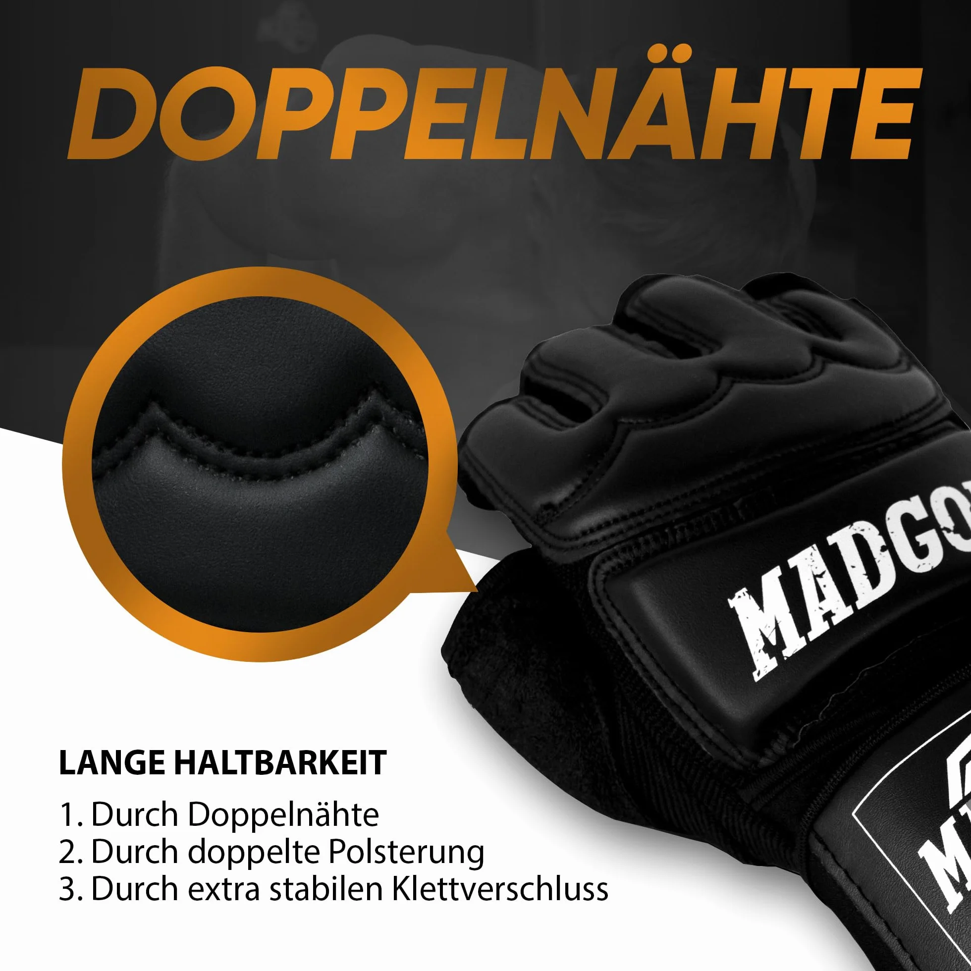 MADGON Guanti MMA Professionali per Boxe, Allenamento con Sacco, Grappling