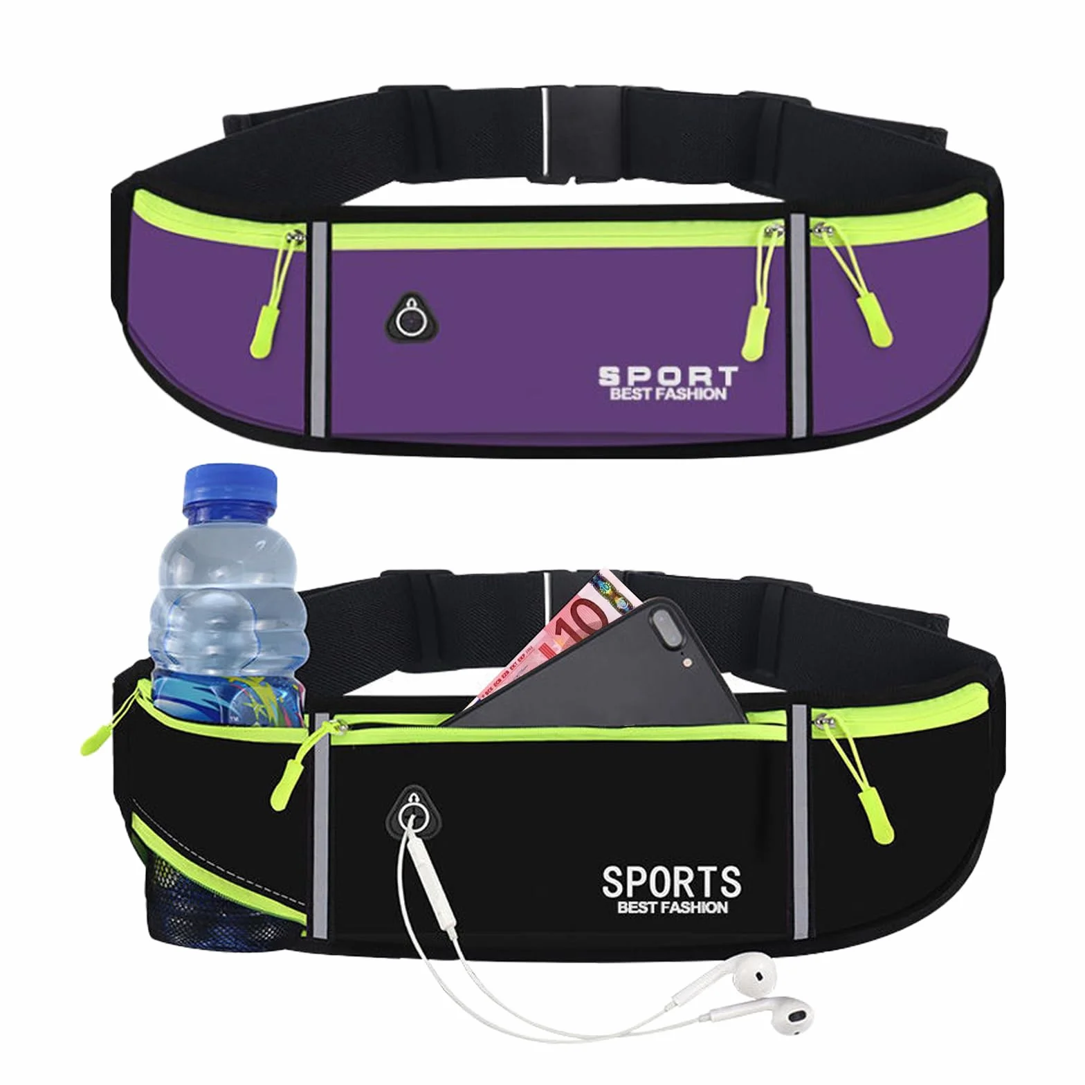 Marsupio Running Impermeabile Sportivo con Borsa a Rete per Borraccia - Fitness Corsa