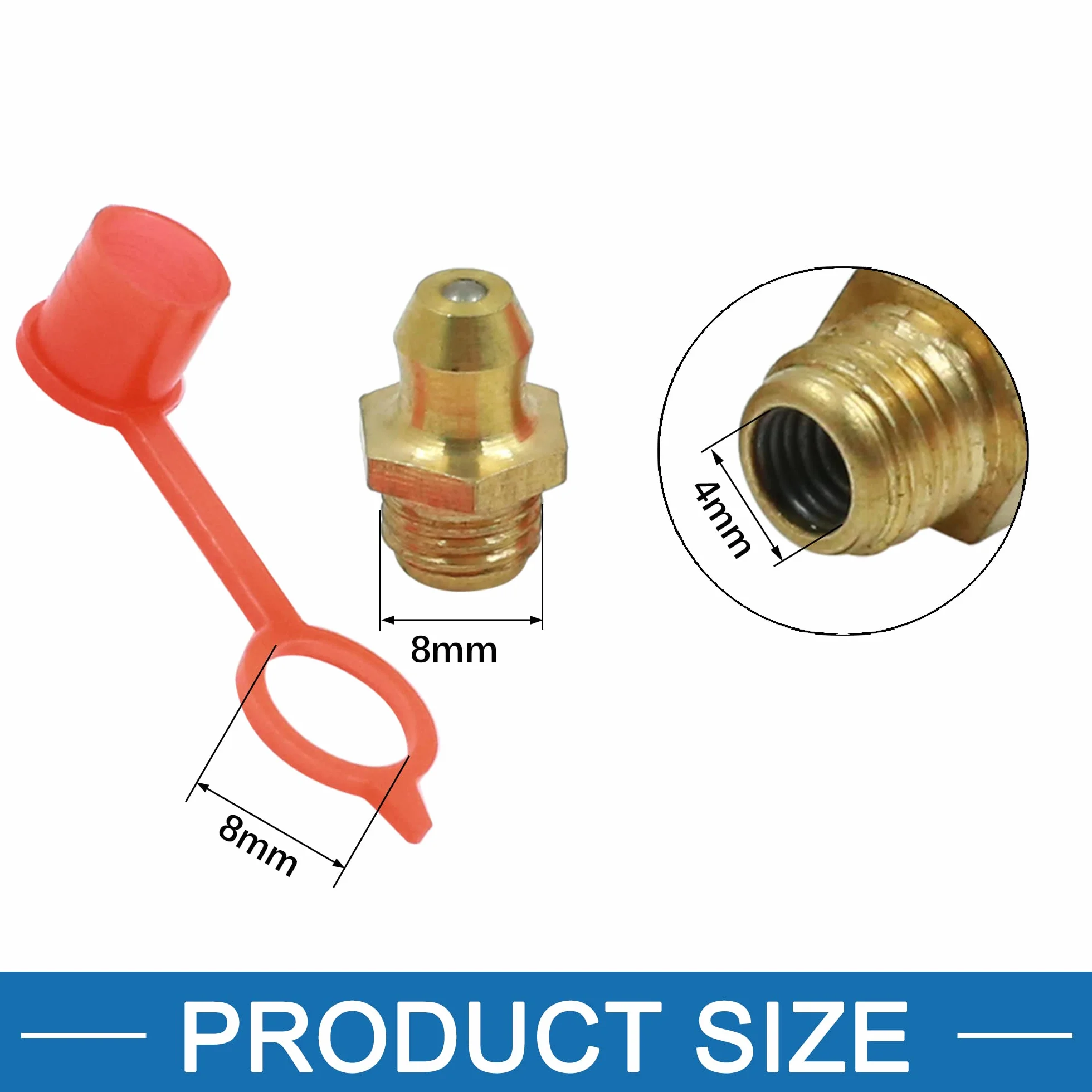 Raccordo Nipplo M8 Dritto Grasso con Cappuccio Polvere Set di 20